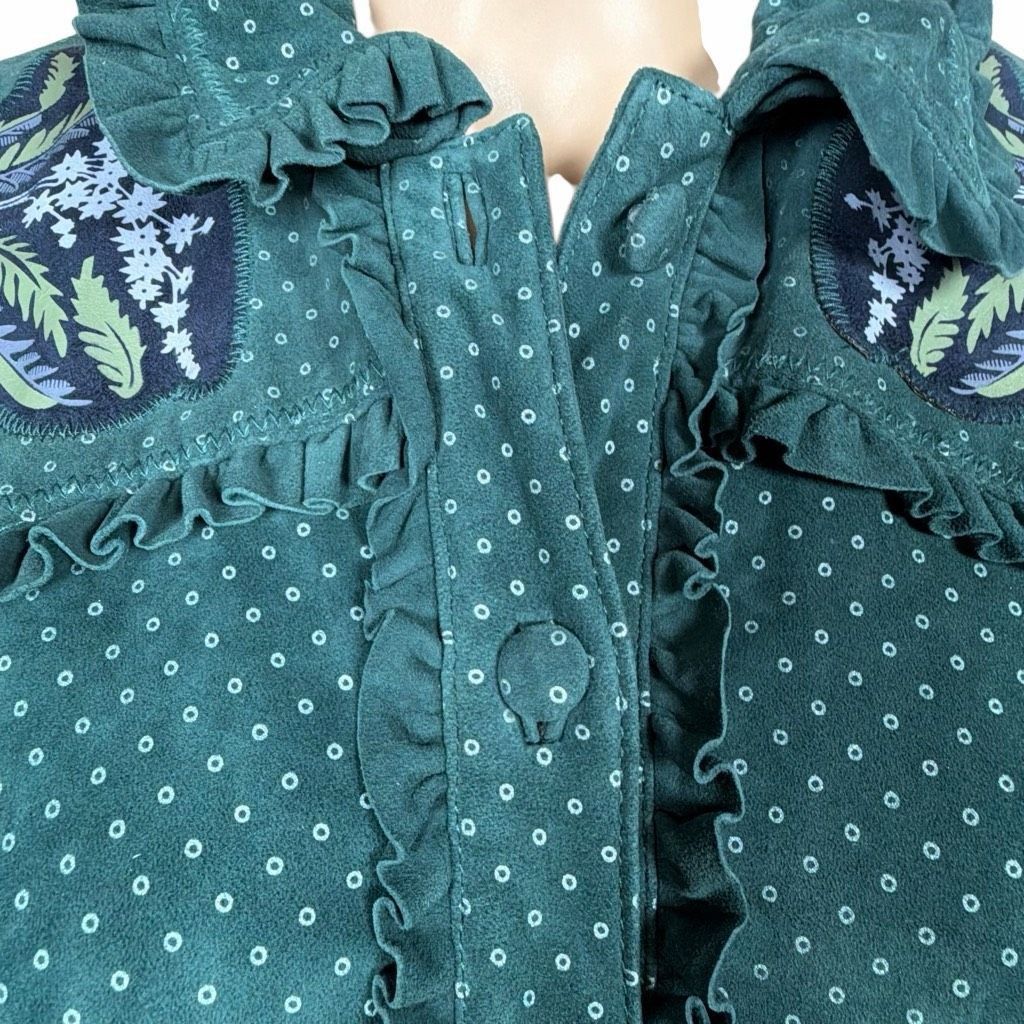 Zara NWT Zara Woman Green Lambskin Embroidered Jacket M Size M / US 6-8 / IT 42-44 - 7 Thumbnail