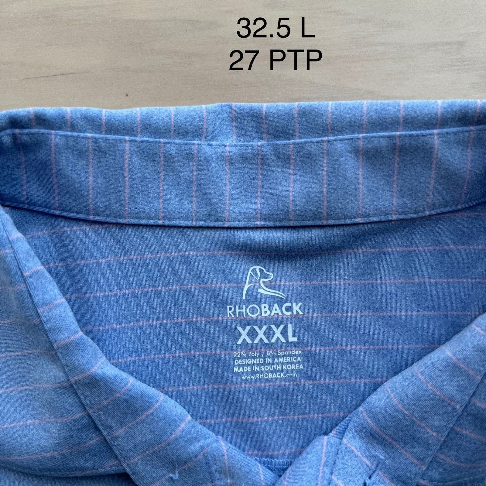 Other Rhoback Polo Shirt 3XL Blue Pink Striped Long Sleeve Golf Size US XXL / EU 58 / 5 - 7 Thumbnail