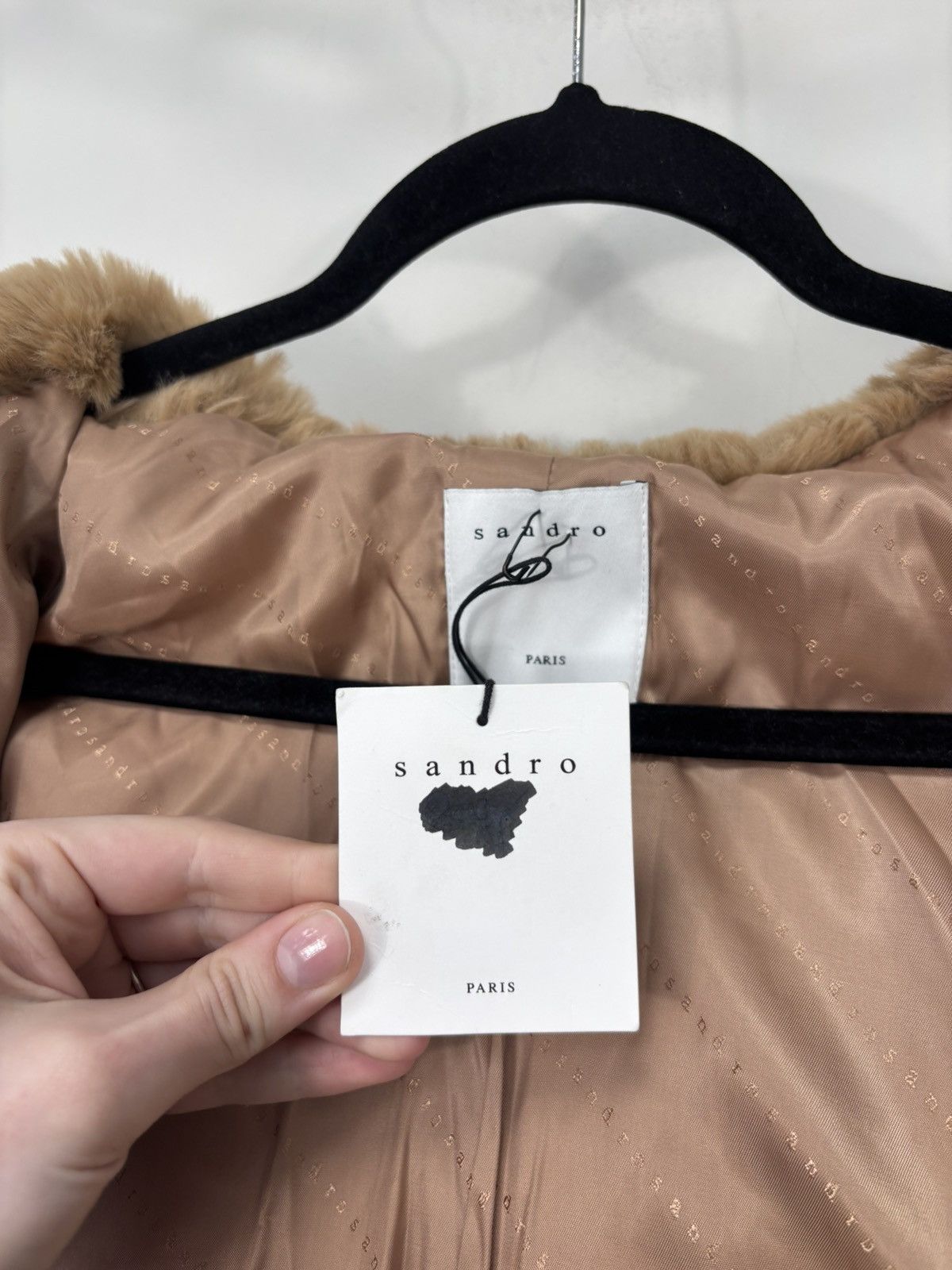 Sandro Sandro Paris NWT Women’s Mirage Long Jacket Faux Fur Hooded Size XS / US 0-2 / IT 36-38 - 16 Thumbnail