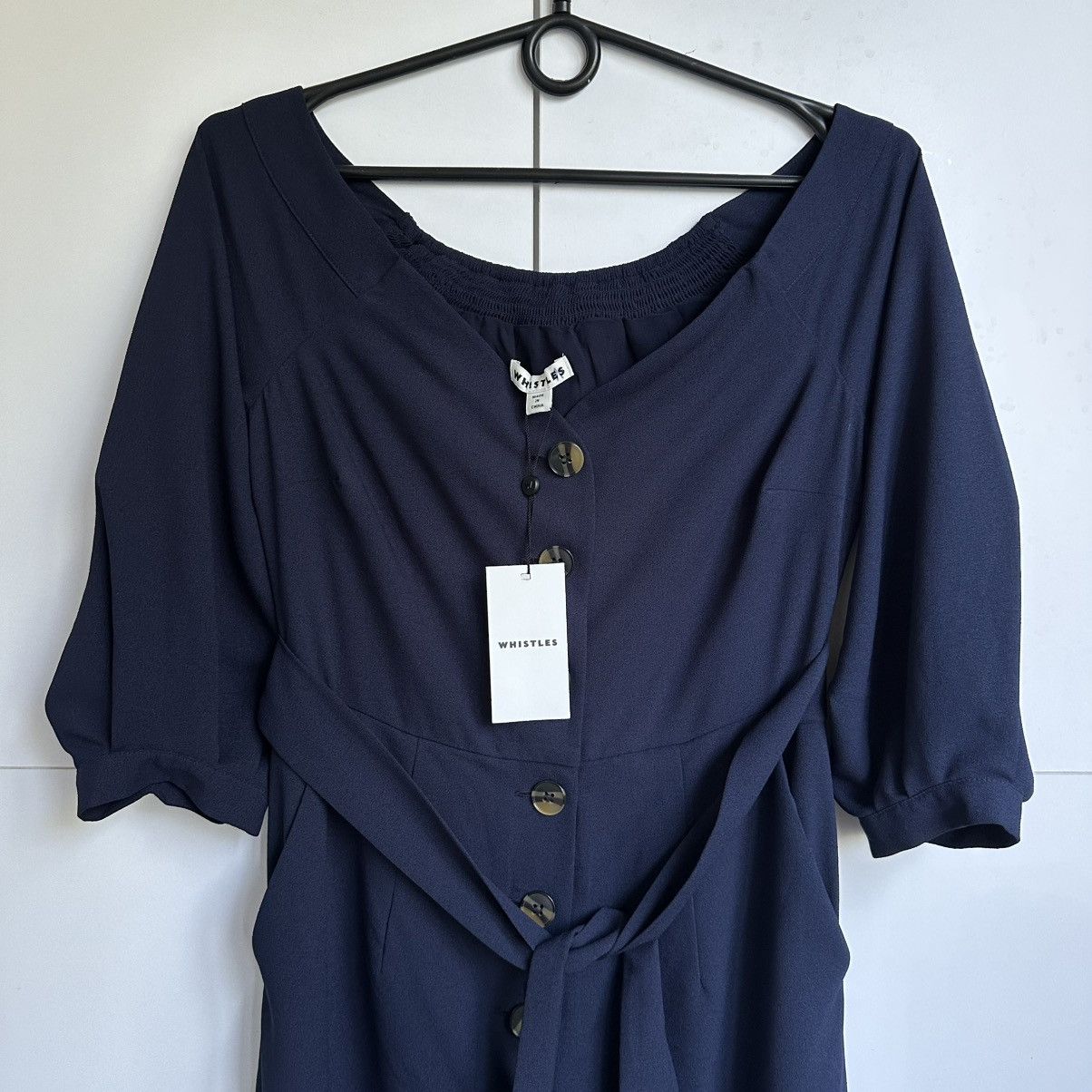 Whistles Whistles Navy Carina Jumpsuit Off Shoulder Crop Wide Leg Size XS / US 0-2 / IT 36-38 - 2 Thumbnail