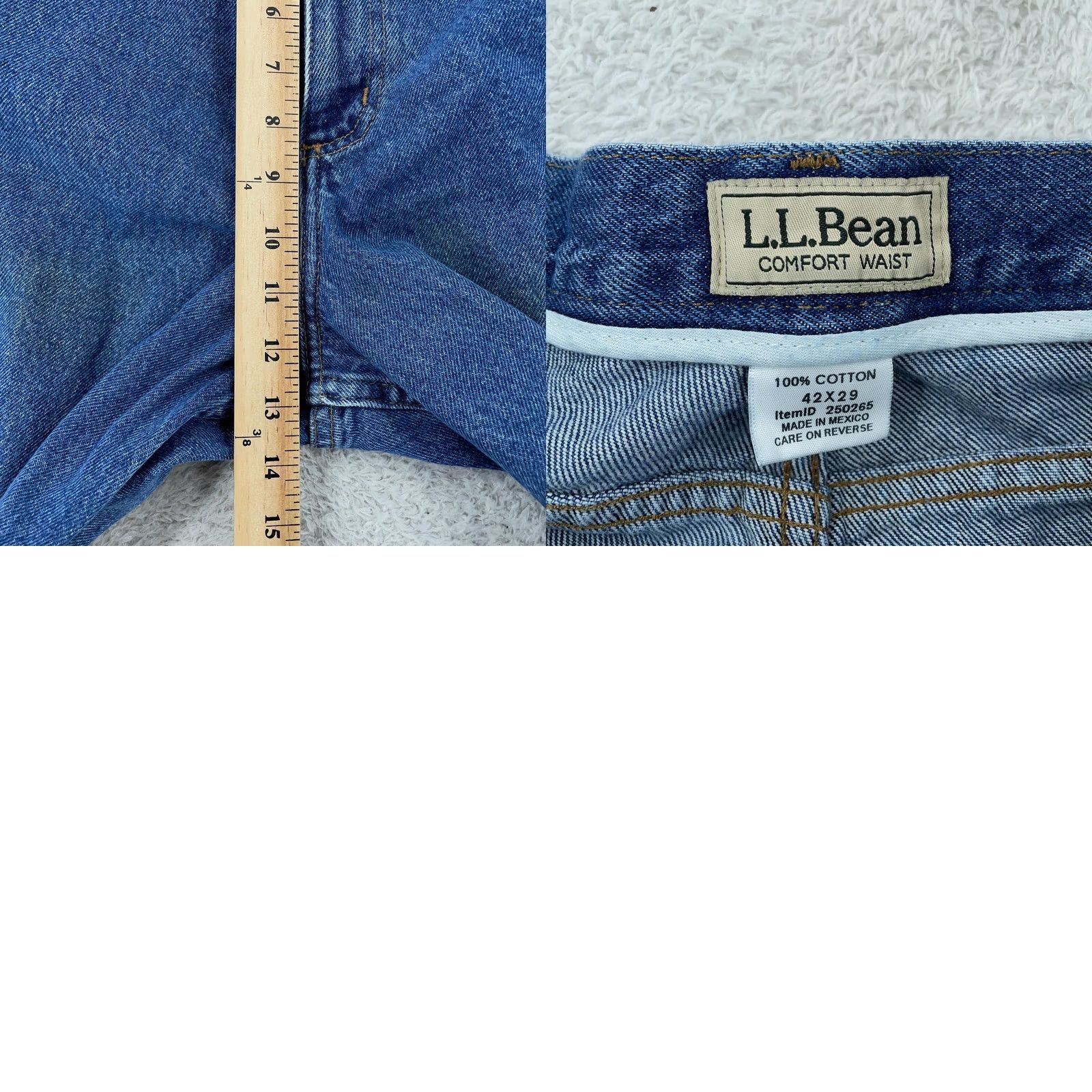 Vintage L.L.Bean Jeans Mens 42x29 Blue Denim Five Pocket Straight Leg Comfort Waist Pocketed Cotton Medium 90s Vintage Mens Size US 42 / EU 58 - 9 Thumbnail