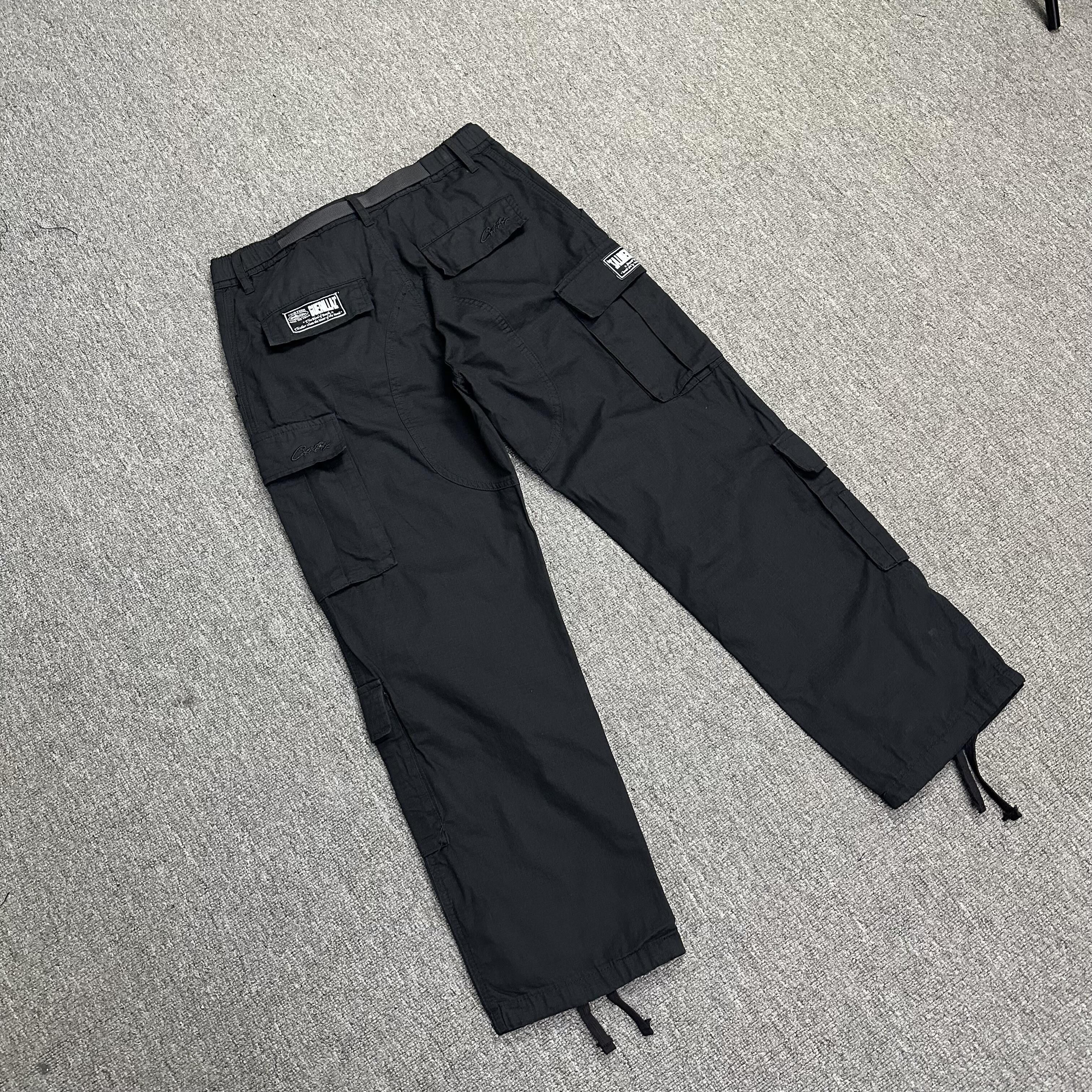 Corteiz Black/White Cargo Pants – Men's Streetwear – Size M