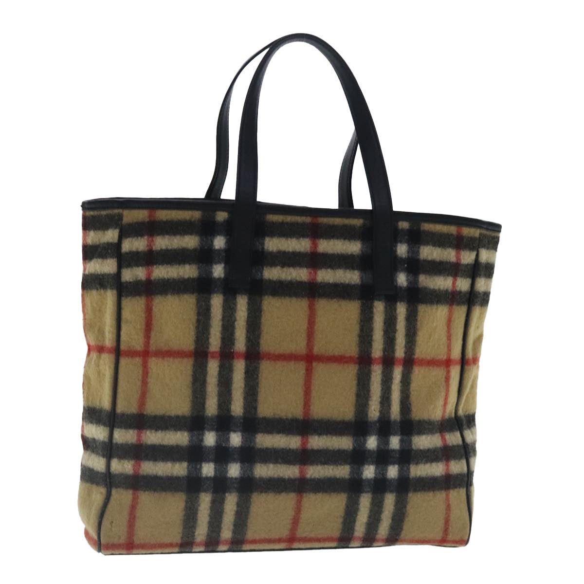 Burberry Burberry Nova Check Blue Label Tote Bag Wool Leather Beige Size ONE SIZE - 1 Thumbnail