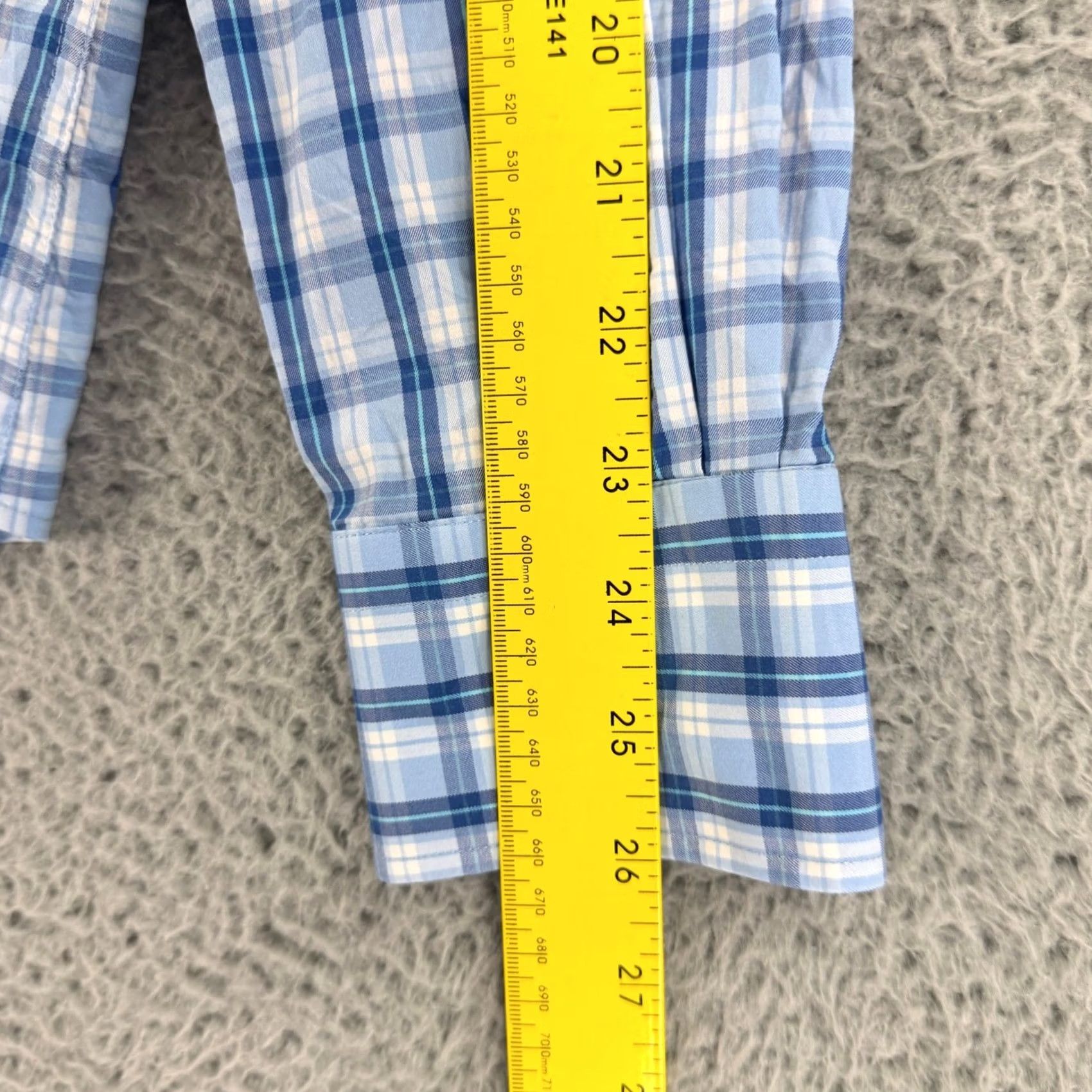 Peter Millar Peter Millar Button-Up Shirt Mens L Blue Plaid Cotton Blend Long Sleeve Size US L / EU 52-54 / 3 - 7 Thumbnail