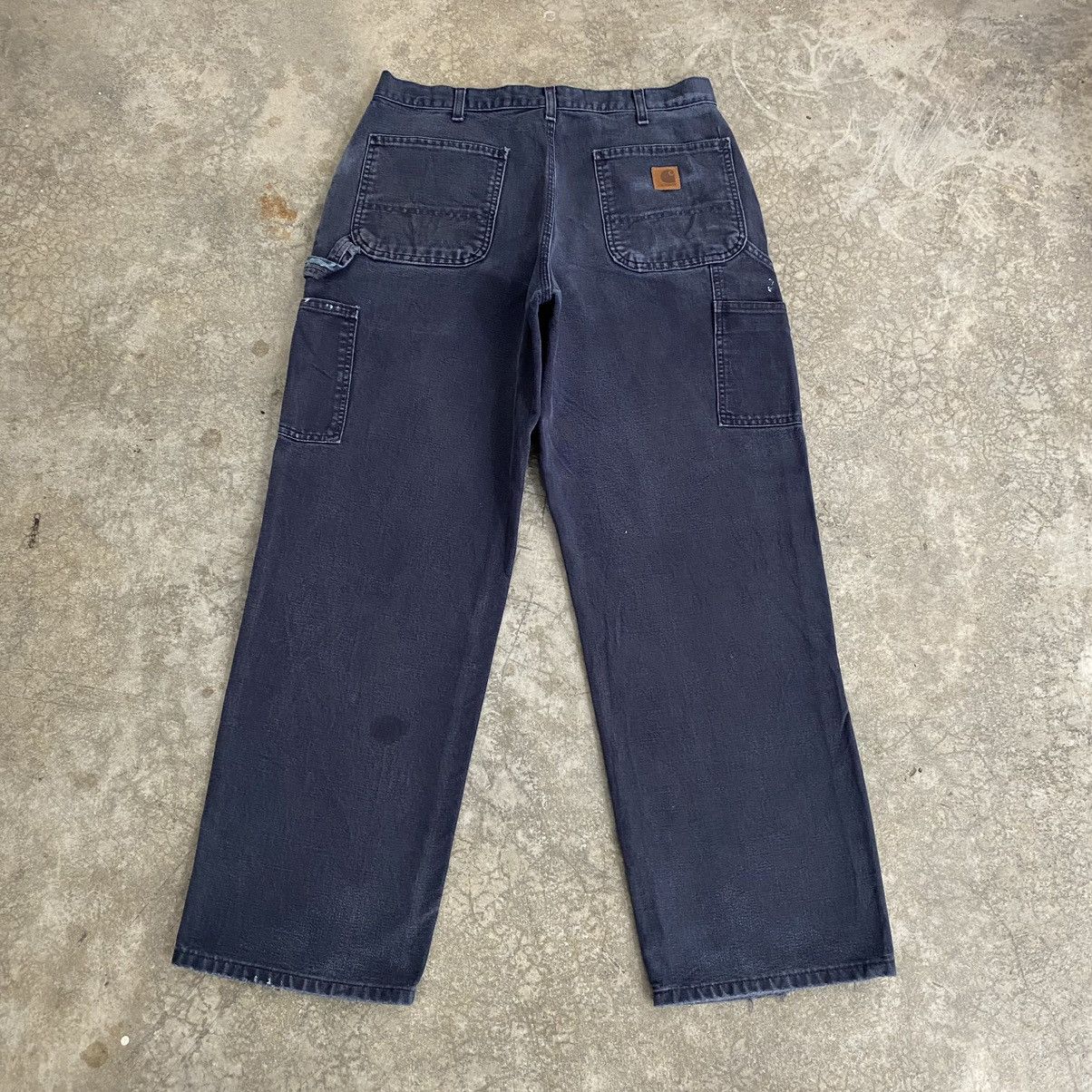 Carhartt VTG Carhartt Faded Midnight Blue Ripped Carpenter Pants Size US 33 - 14 Thumbnail