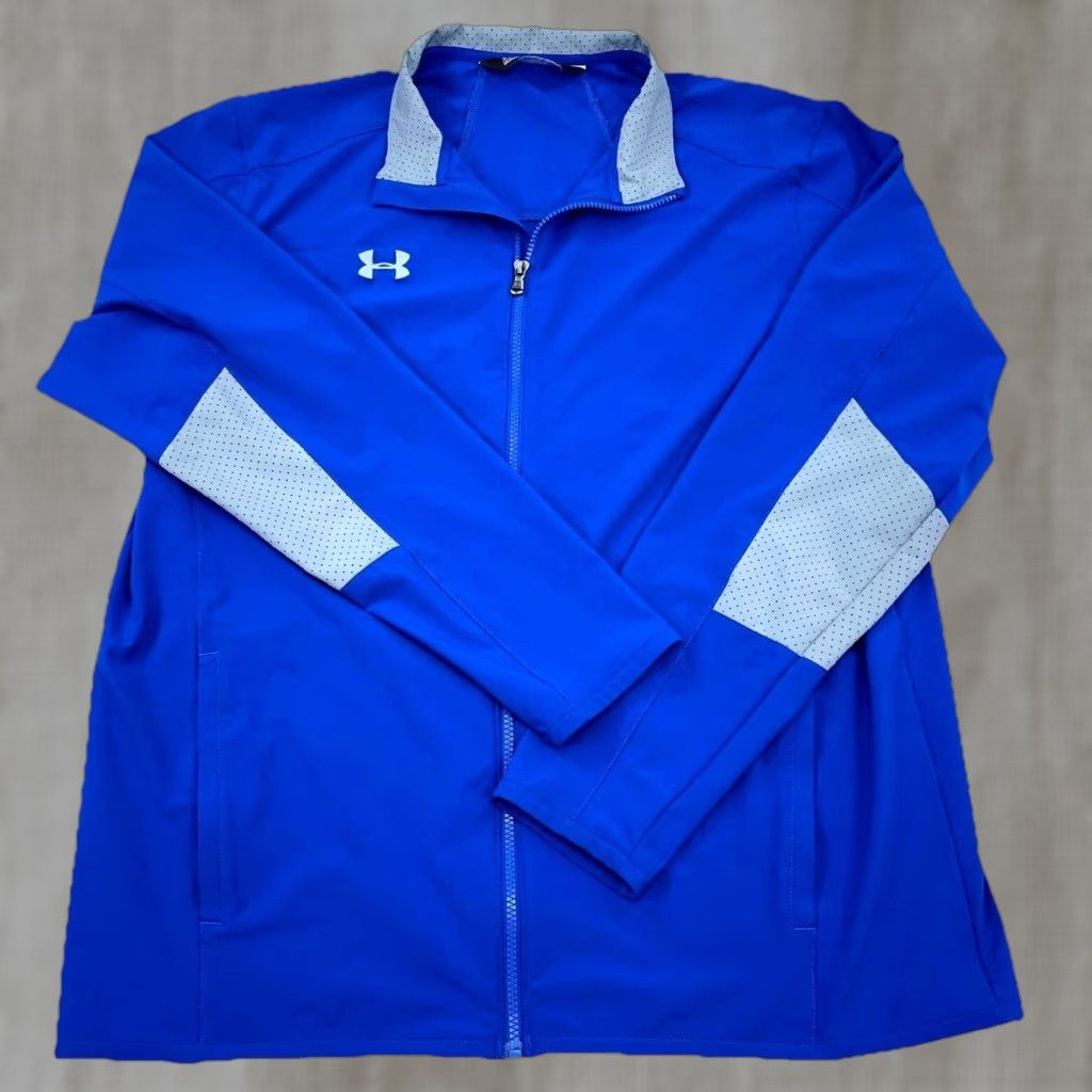 Under Armour Under Armour Jacket Men XL Blue Gray Windbreaker Full Zip Lightweight 100% Polyester Sports Windbreaker Regular Fit Size US XL / EU 56 / 4 - 1 Thumbnail