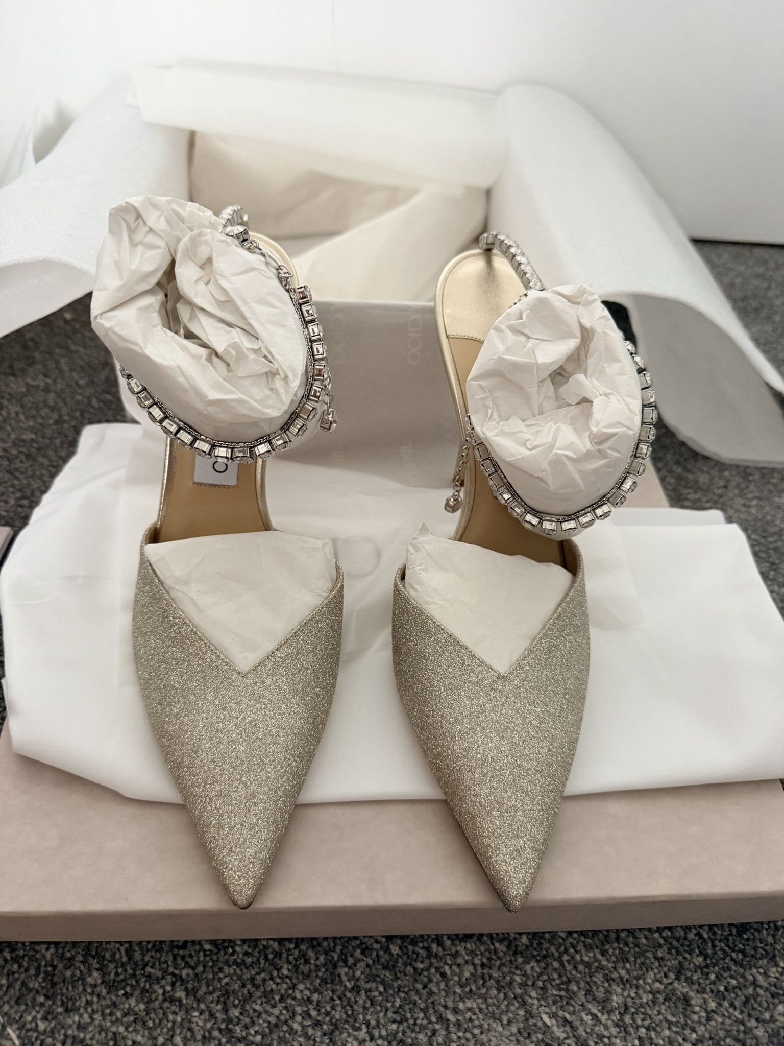 Jimmy Choo Jimmy Choo Saeda 40 Platinum Ice Crystal Size US 10 / IT 40 - 3 Thumbnail
