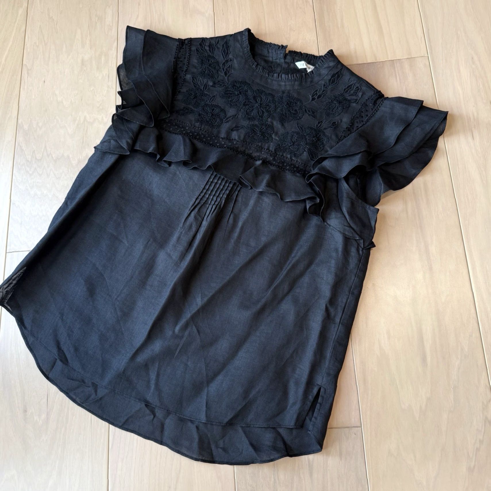 Veronica Beard VERONICA BEARD Abdula Ruffled High Neck Top Women's 8 Black Glam Boho Party Shirt Size M / US 6-8 / IT 42-44 - 8 Thumbnail