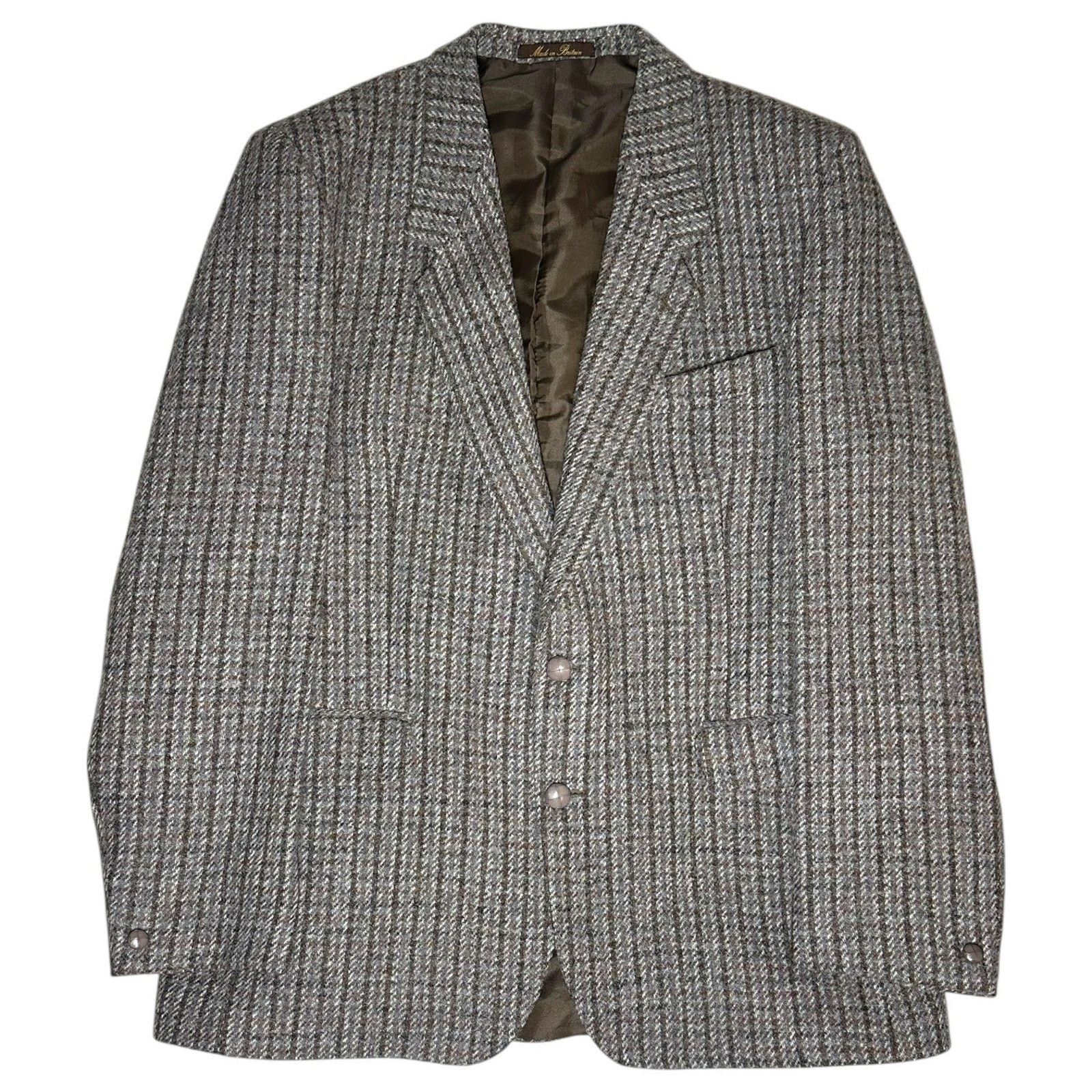 Other Dunn & Co Harris Tweed Sport Coat Blazer 46R Brown Plaid Size 46R - 2 Thumbnail