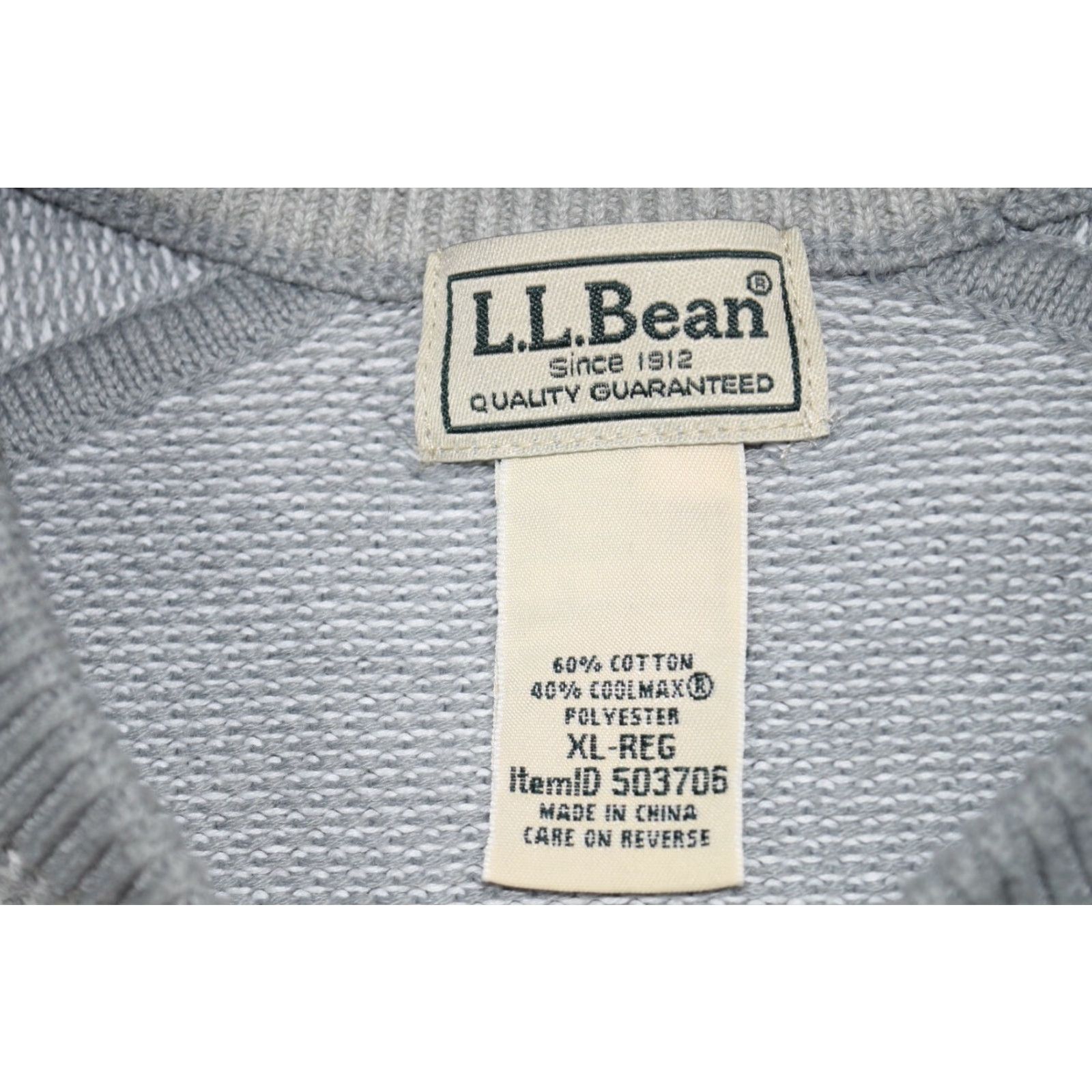 Vintage L.L. Bean Mens Sweater Pullover Knit XL Grey Cotton Coolmax Waffle-Knit Crew Neck Regular Size Size US XL / EU 56 / 4 - 5 Thumbnail