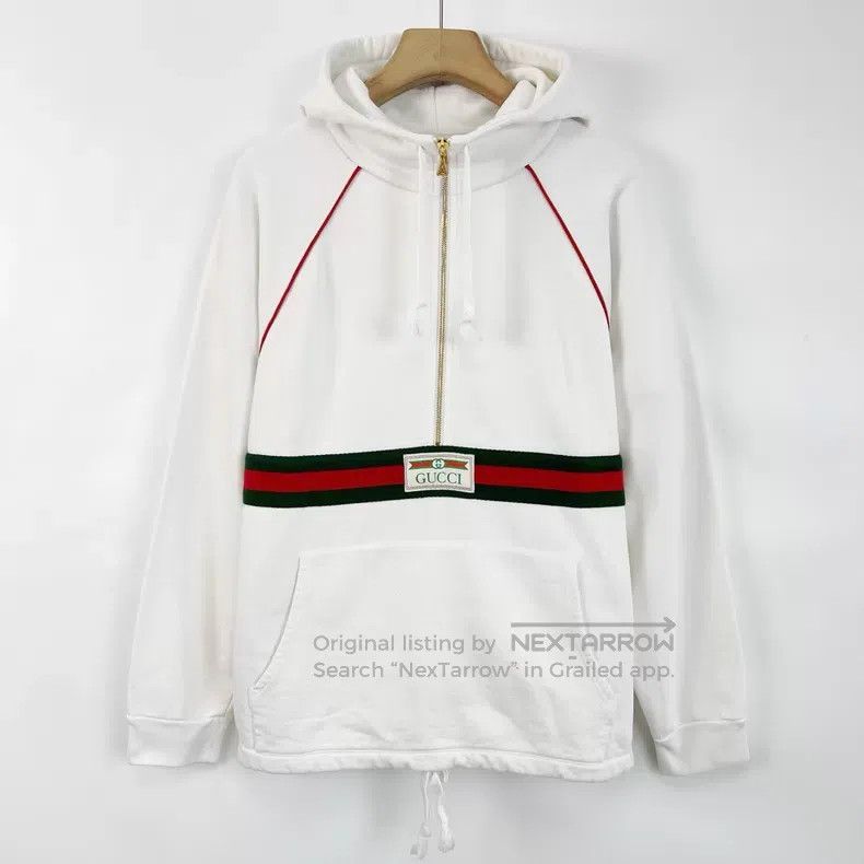 Gucci Gucci White classic webbing semi-zipper label hooded jacke Size US XS / EU 42 / 0 - 1 Thumbnail
