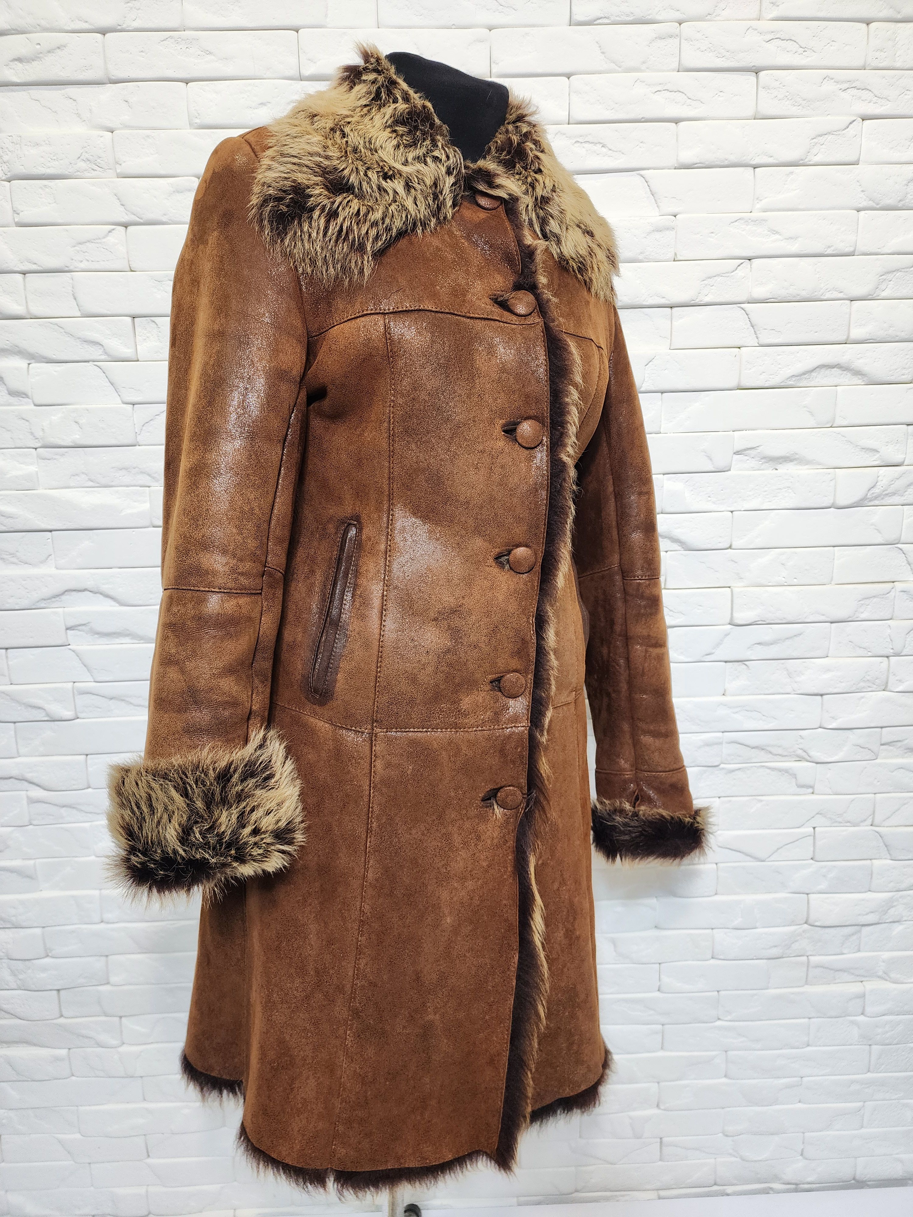 Genuine Leather Brown Sheepskin Coat: Women's Warm Genuine Fur Size S / US 4 / IT 40 - 4 Thumbnail