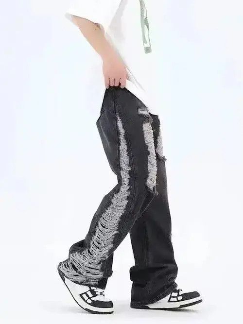 VIBE Baggy distressed black jeans Size US 34 / EU 50 - 3 Thumbnail