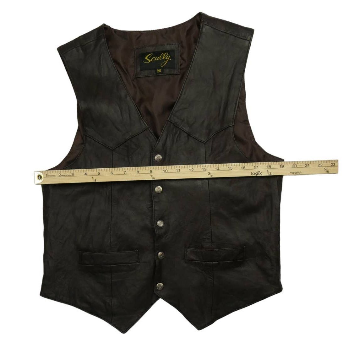 Scully Leather NEW Scully button front leather vest, size: M, brown Size US M / EU 48-50 / 2 - 3 Thumbnail