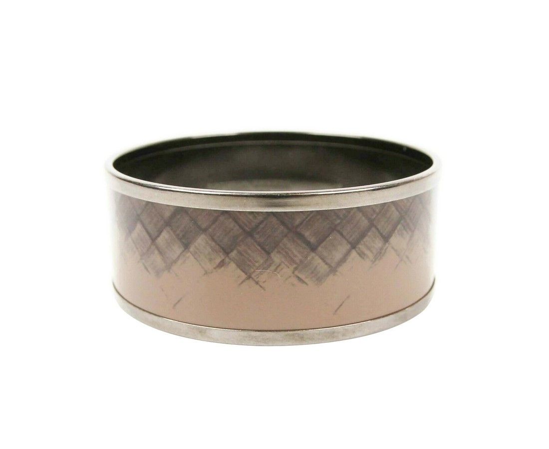 Women's Light Brown / Silver Enamel Metal Woven Bracelet