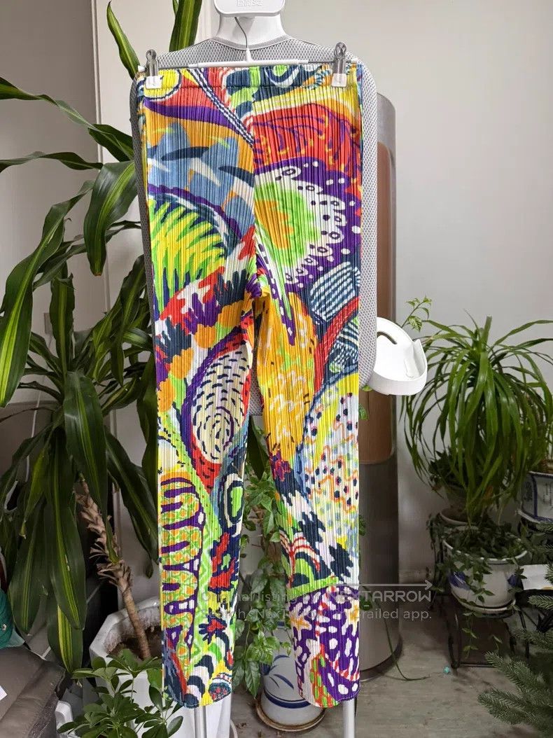Issey Miyake Issey Miyake size:3 Tropical Rainforest Straight-Leg Pants Size 31" - 5 Thumbnail