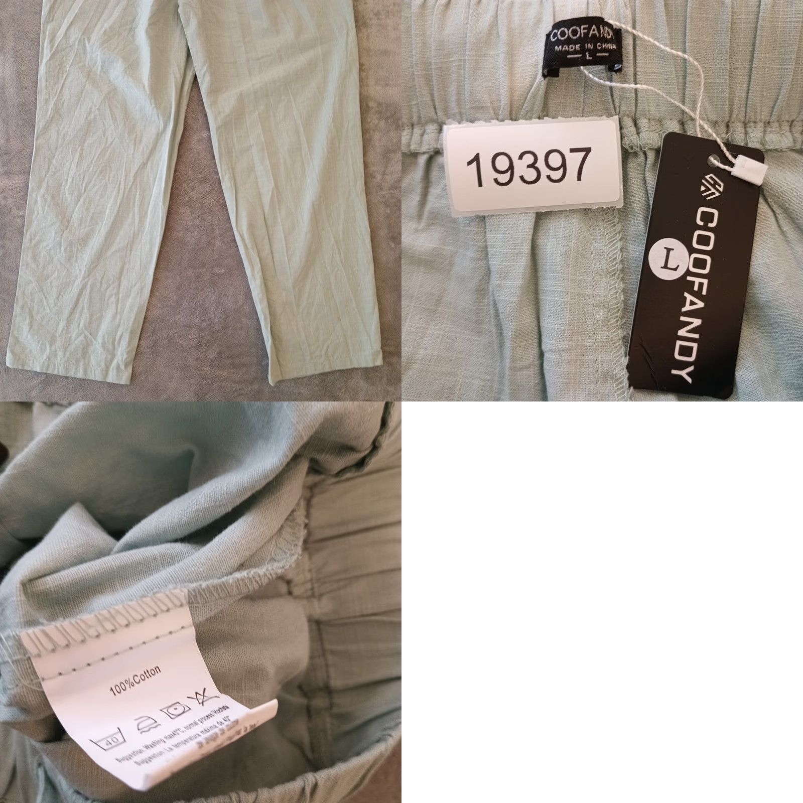 Vintage Coofandy Ankle Pants Womens LD Green Lightweight Drawstring Pockets 32x28 New Size 36" / US 14 / IT 50 - 8 Thumbnail