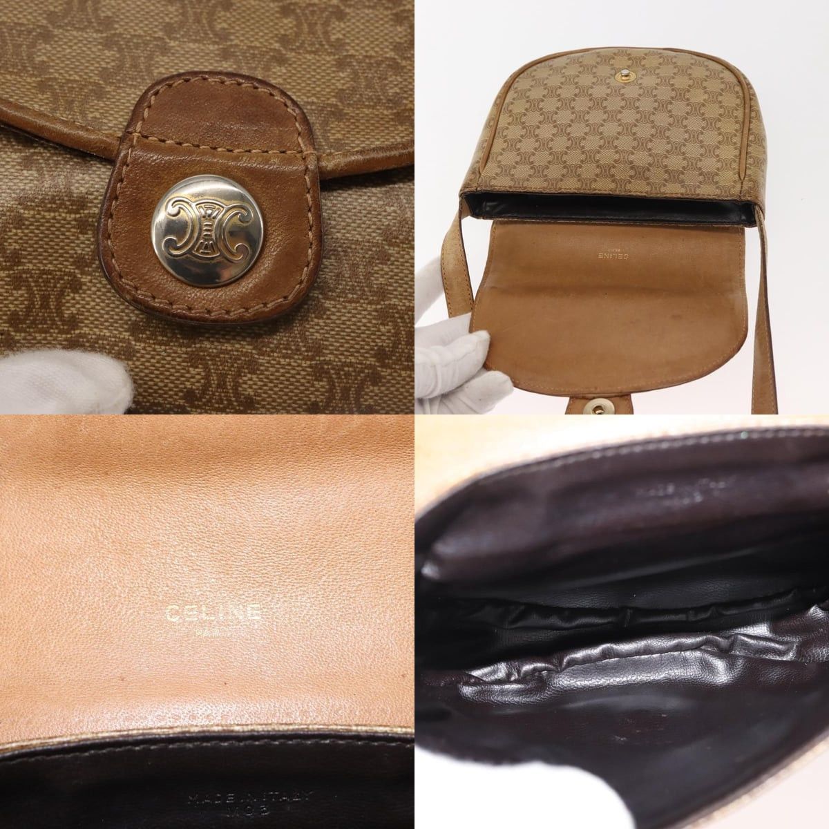 Celine CELINE Macadam Canvas Shoulder Bag Pvc Beige Gold Size ONE SIZE - 11 Thumbnail