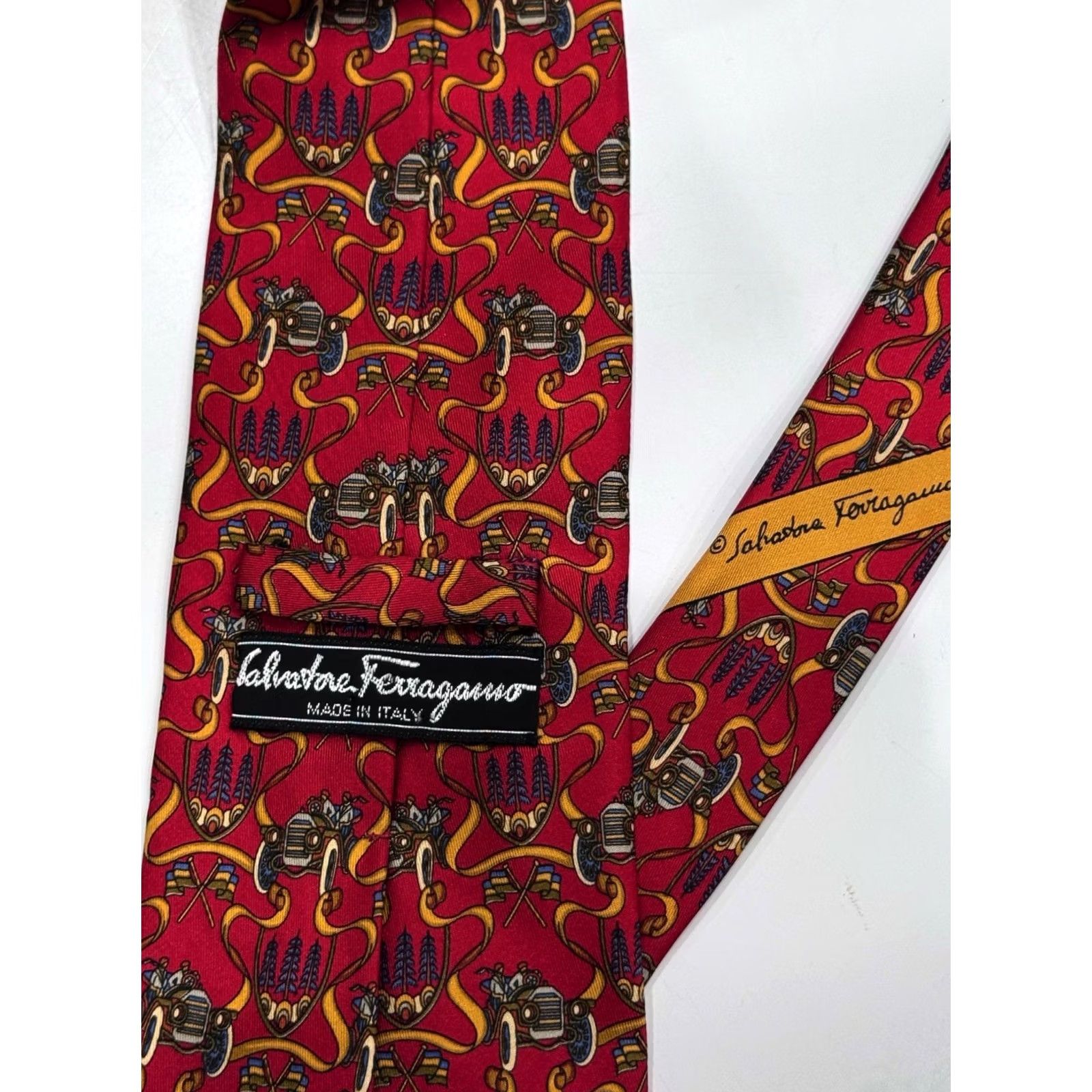 Salvatore Ferragamo Salvatore Ferragamo VTG Cars Design Silk Neck Tie Mens Ascot Multicolor Size ONE SIZE - 3 Thumbnail