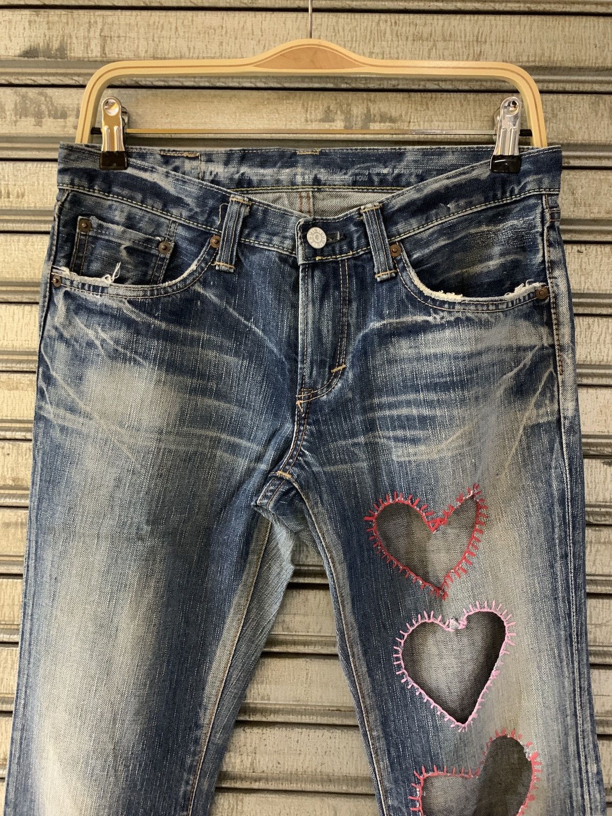Edwin Edwin Y2K heart hole arcuate distressed jeans Size US 28 / EU 44 - 3 Thumbnail