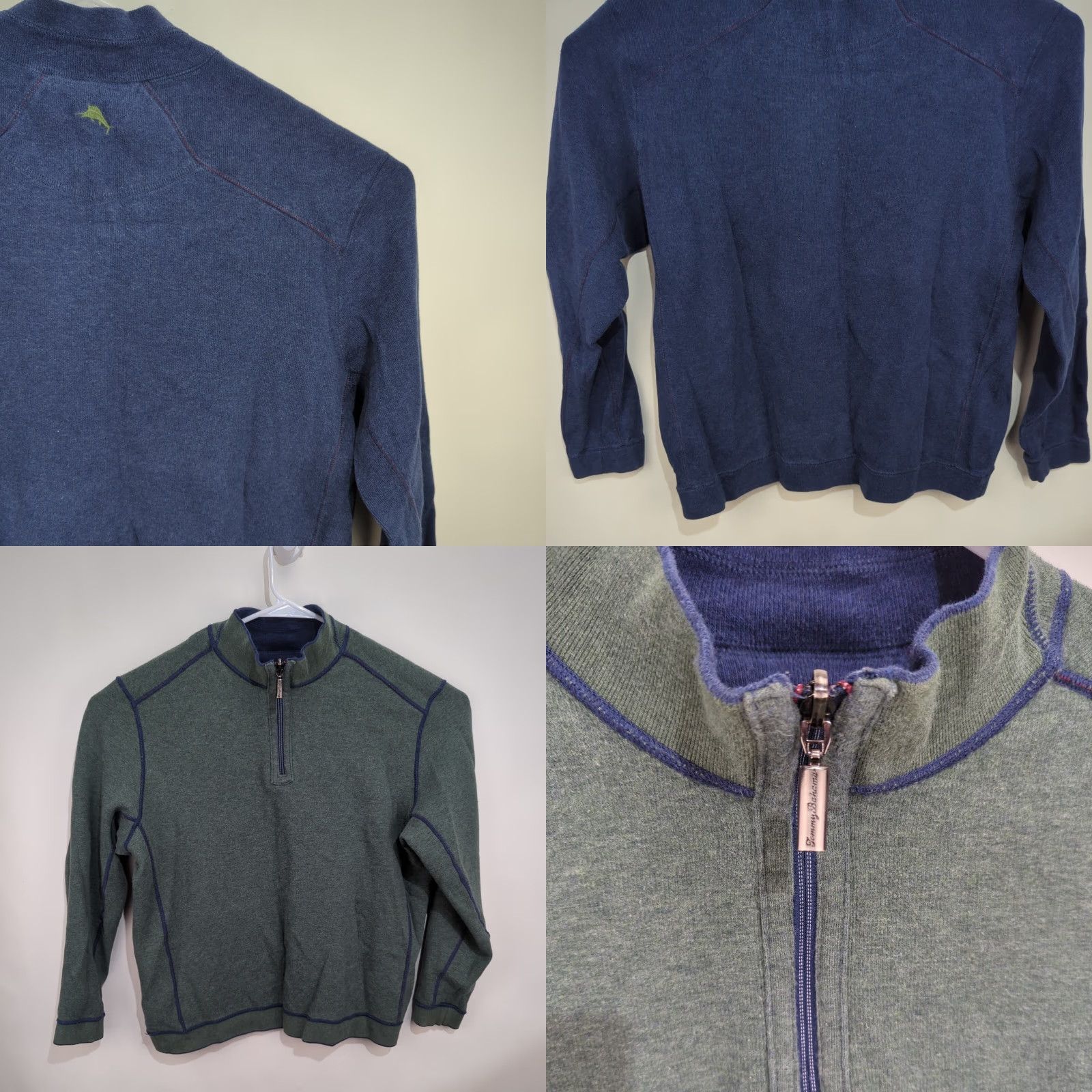 Tommy Bahama Tommy Bahama Reversible Sweater Mens XL 1/4 Zip Pullover Blue Green Embroidered Swordfish Logo Size US XL / EU 56 / 4 - 9 Thumbnail