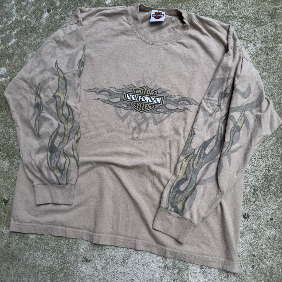 Harley Davidson Vintage Harley Davidson Beige Flame Longsleeve Size US XL / EU 56 / 4 - 8 Thumbnail