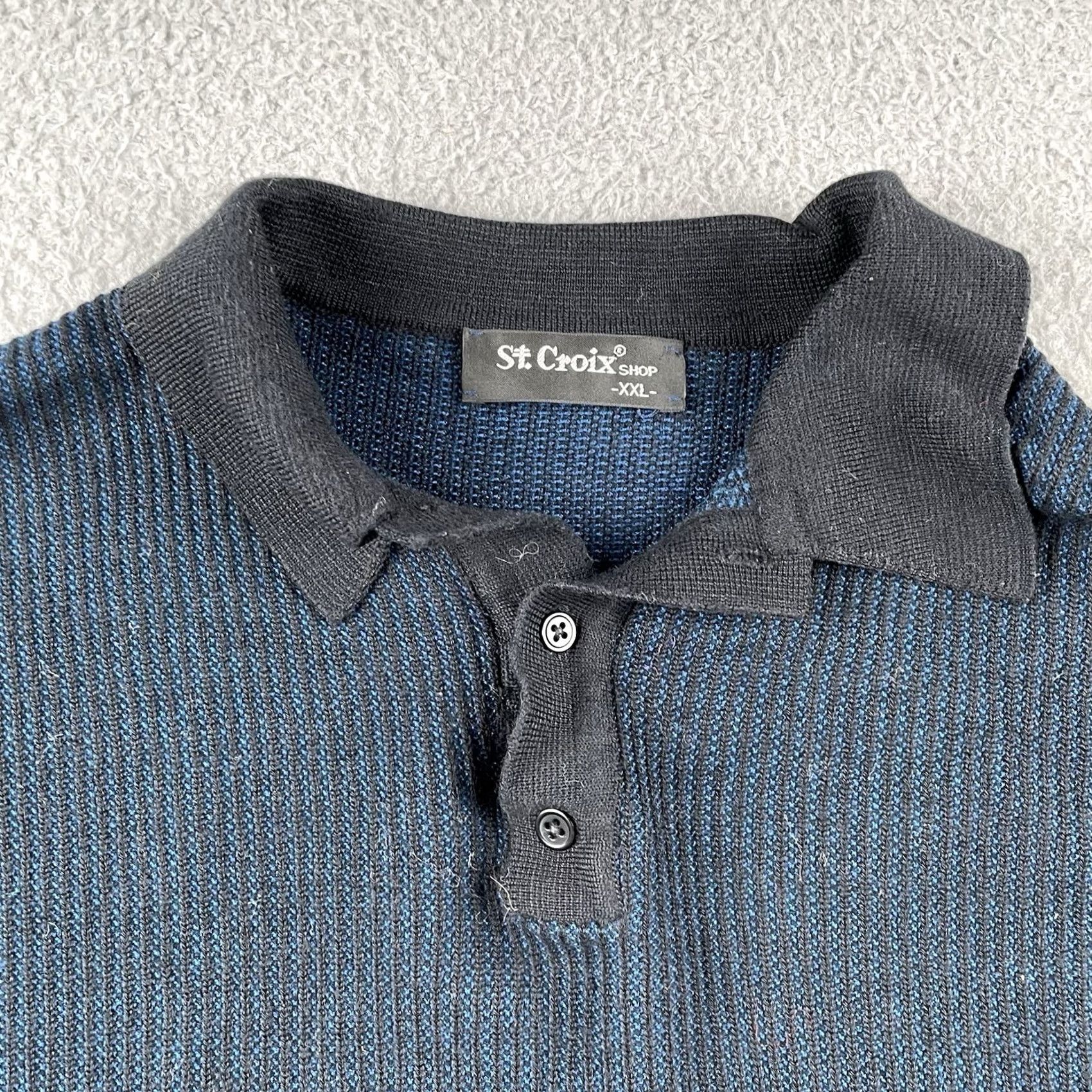 Vintage VINTAGE St. Croix Shirt Mens 2XL Blue Striped Pullover Sweater 90s USA Size US XXL / EU 58 / 5 - 2 Thumbnail