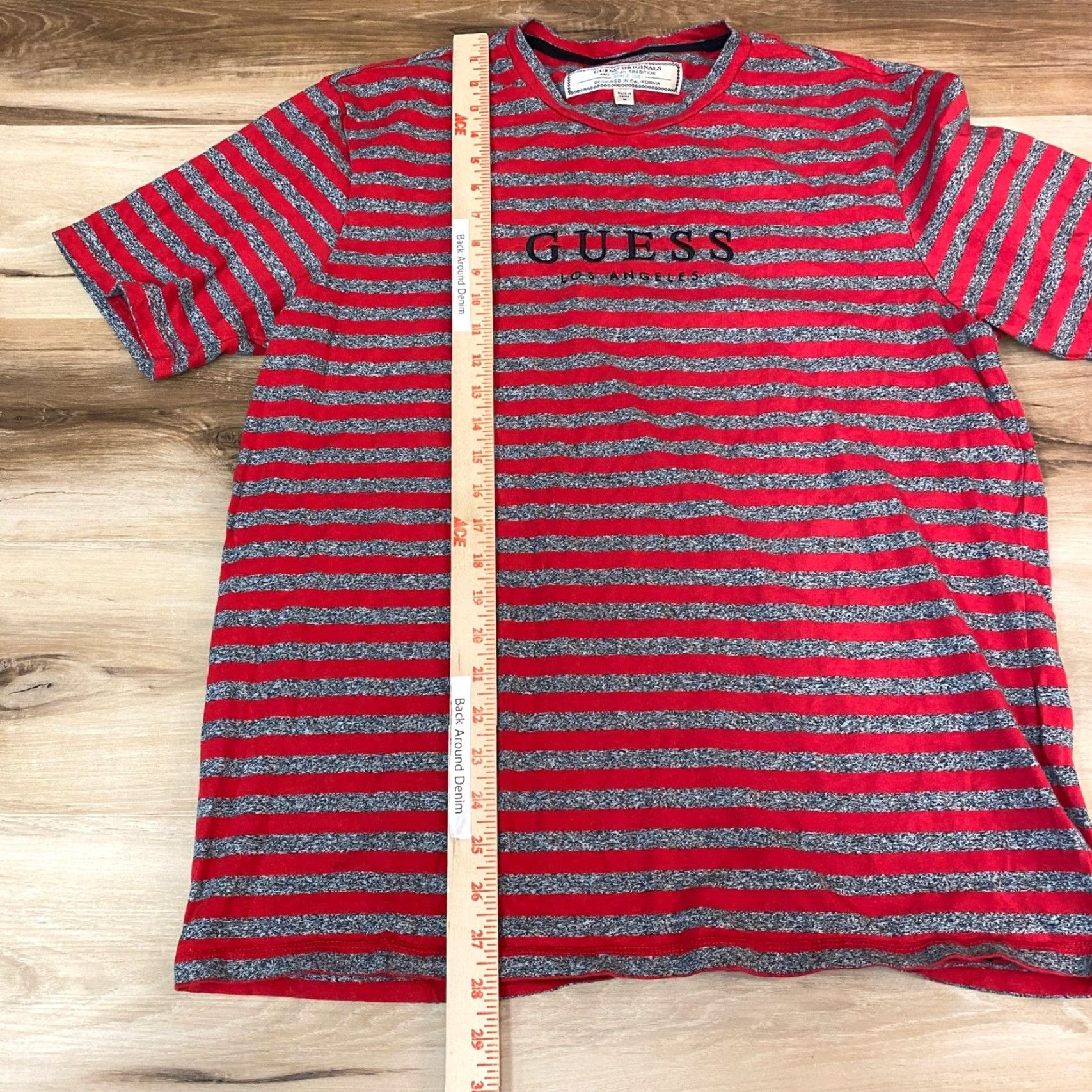 Guess GUESS Originals Red Gray Striped Crew Neck T Shirt Men's Medium Shirt Mens Crew Neck Striped Logo Size US M / EU 48-50 / 2 - 5 Thumbnail