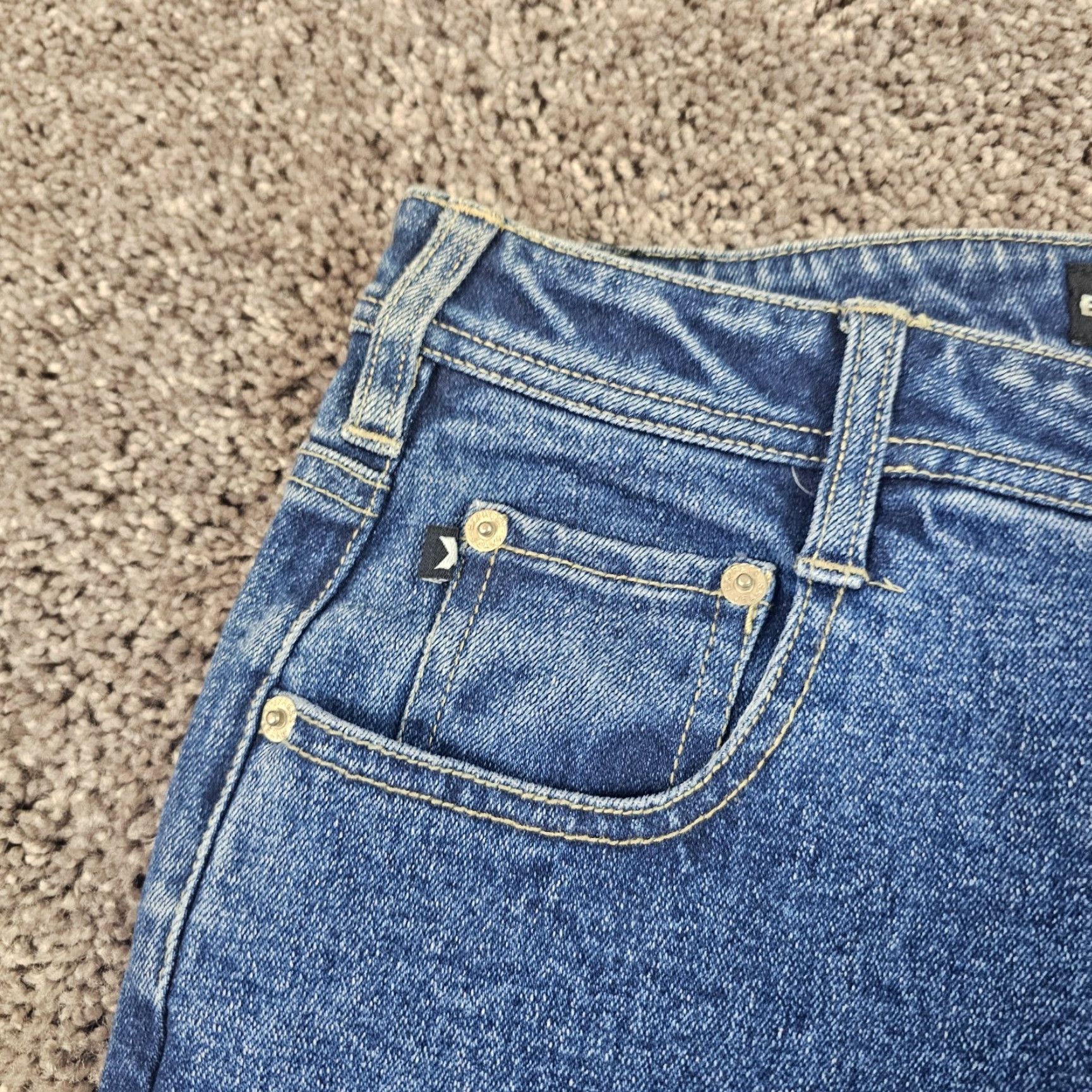 Express VINTAGE Express Women's Flare Jeans Medium Wash 28x33 Stretch 12 Denim Low Rise Girls Size 34" / US 12 / IT 48 - 3 Thumbnail