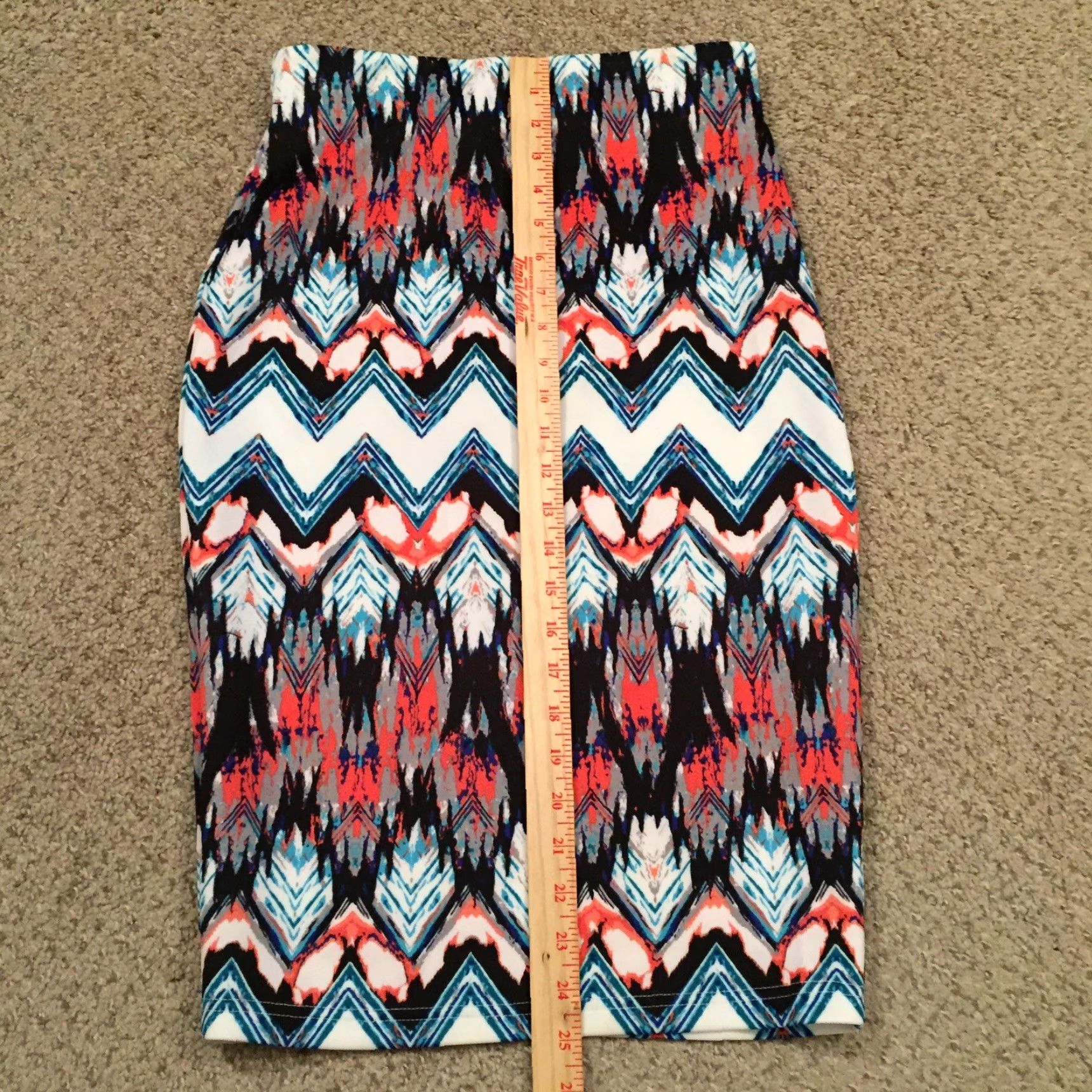 Vintage Sequin Hearts Skirt Midi Blue Orange Geometric Elastic Waist Pull On Sequin Pencil Small Women Girls XS-? Size 28" / US 6 / IT 42 - 4 Thumbnail