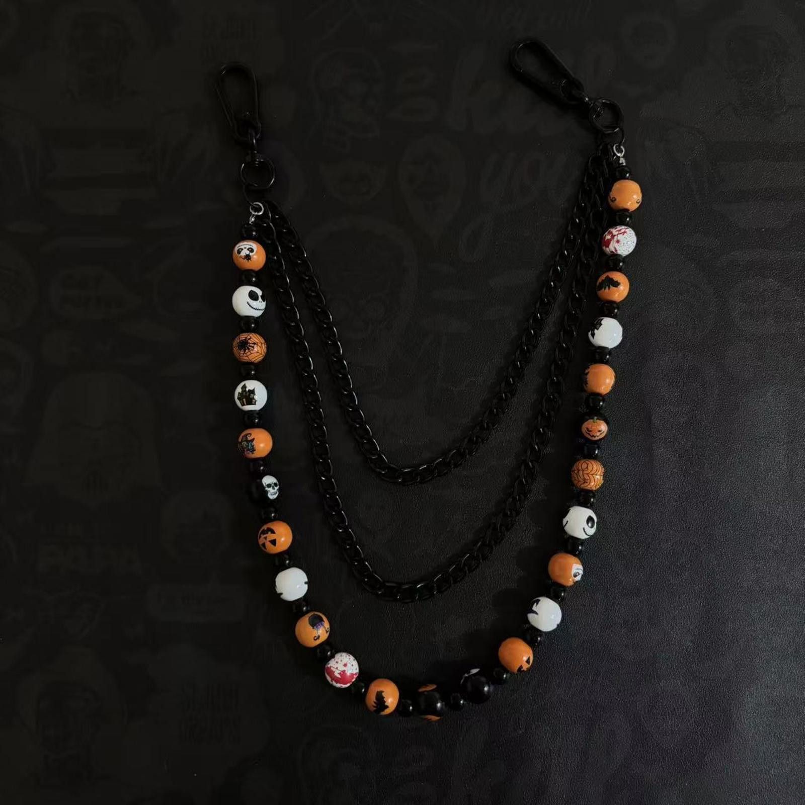 Jewelry Halloween Beaded Chain Wallet Accessory, Black Orange Size ONE SIZE - 2 Thumbnail