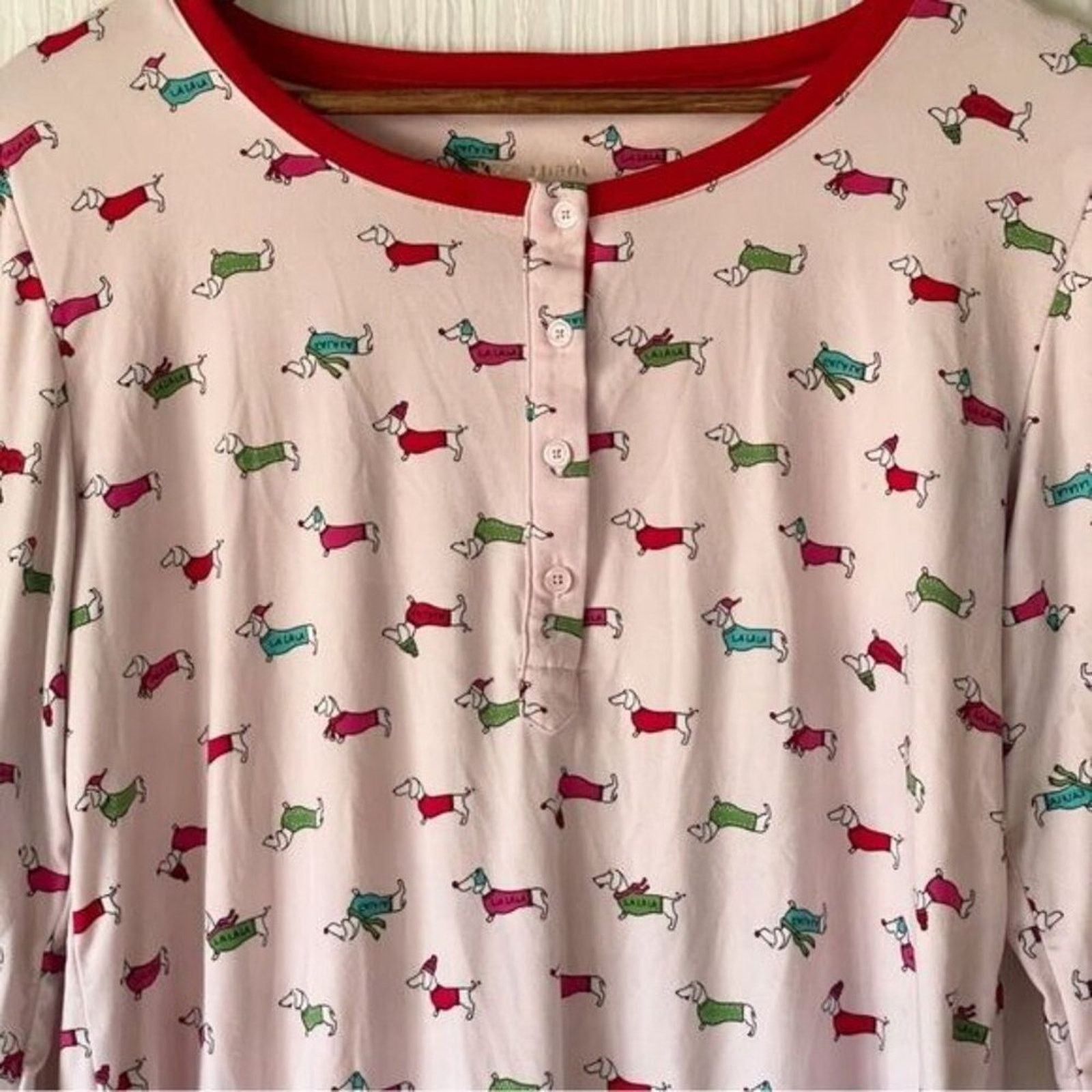Kate Spade Kate Spade Pajama Top Pink Dachshund Red Trim Size Medium Size ONE SIZE - 3 Thumbnail
