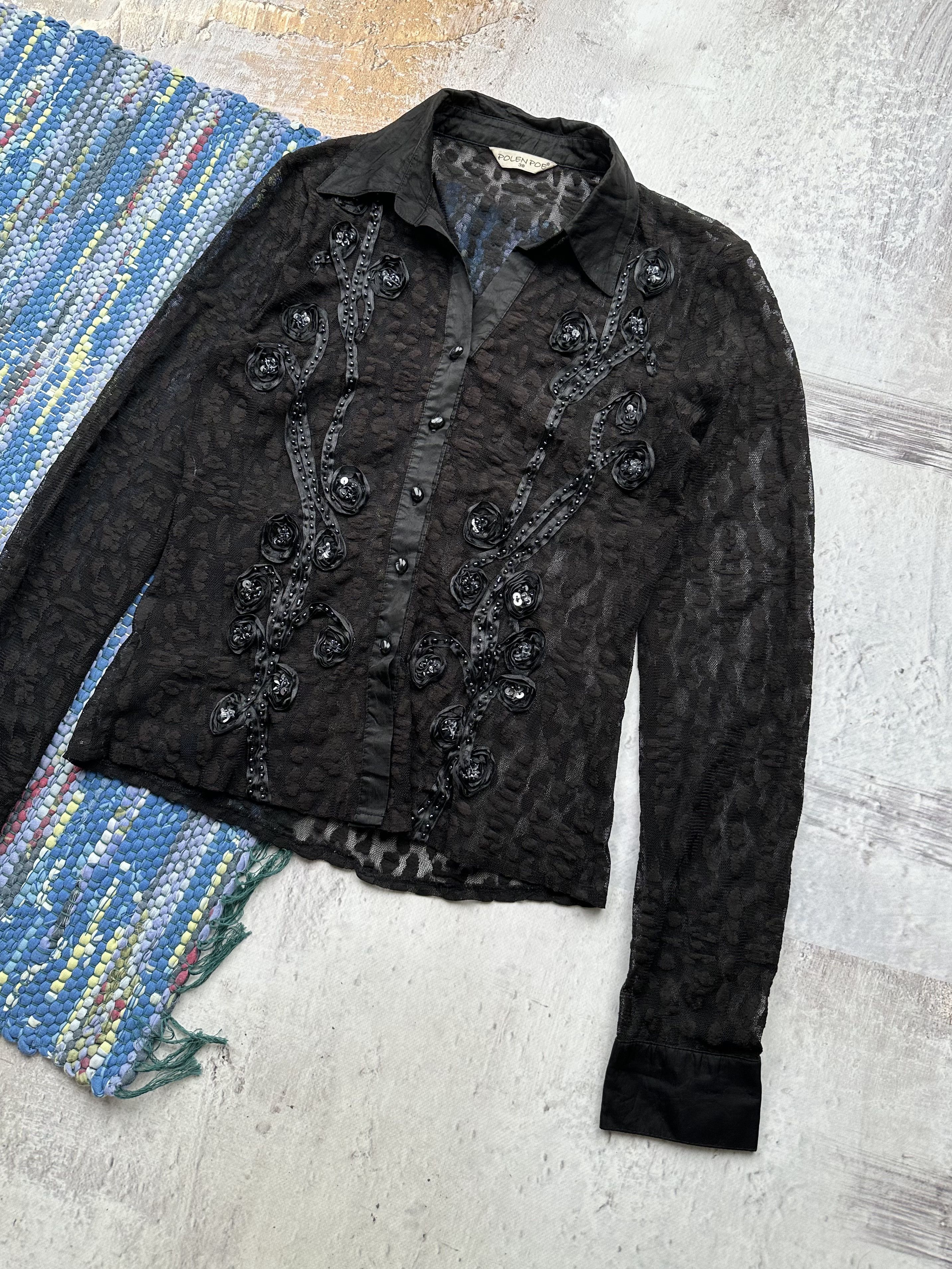 Vintage Vintage Mesh Lace Blouse A133(124) Size M / US 6-8 / IT 42-44 - 3 Thumbnail