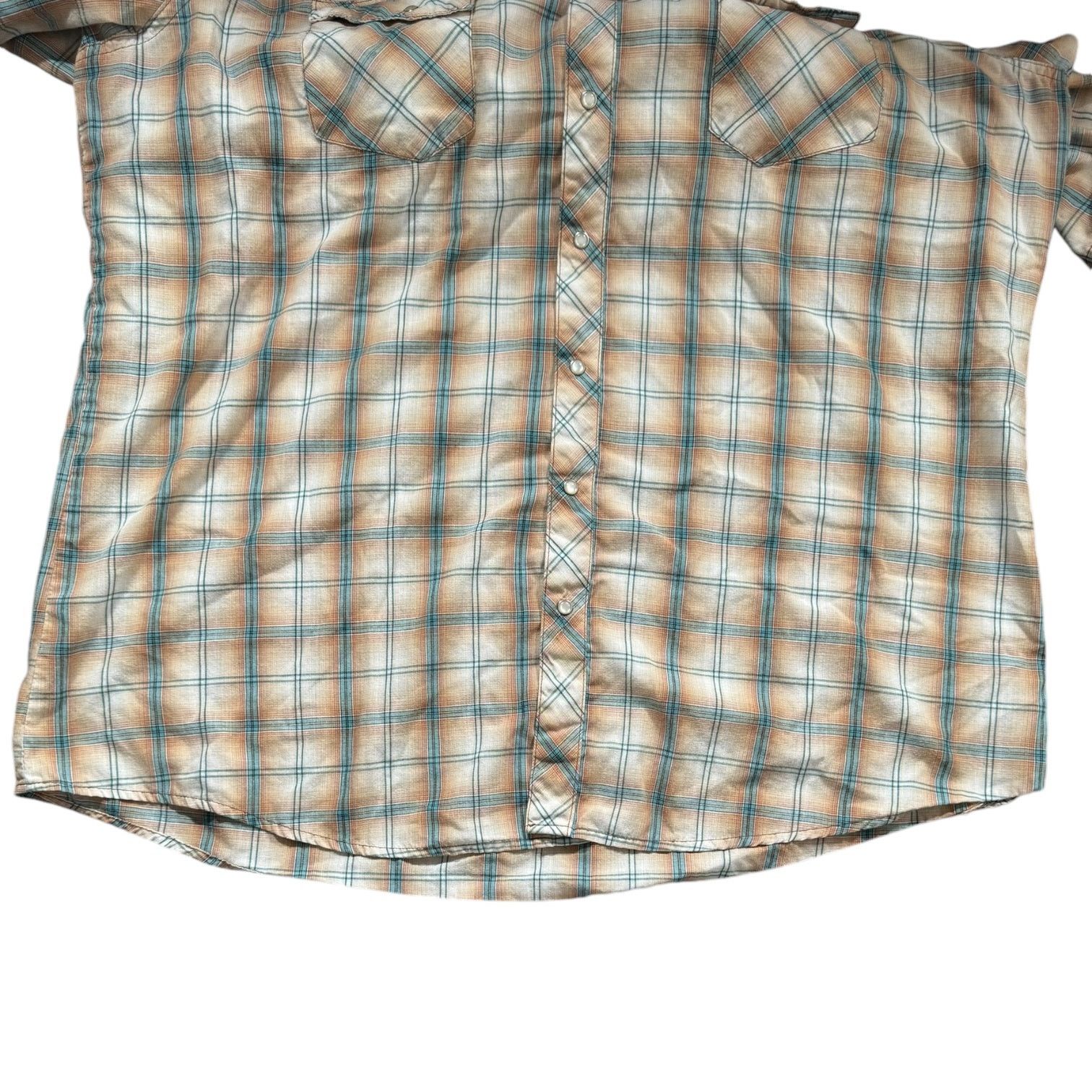 Wrangler Vintage Wrangler Wrancher Tan & Blue Plaid Shirt XL Tall Size US XL / EU 56 / 4 - 3 Thumbnail