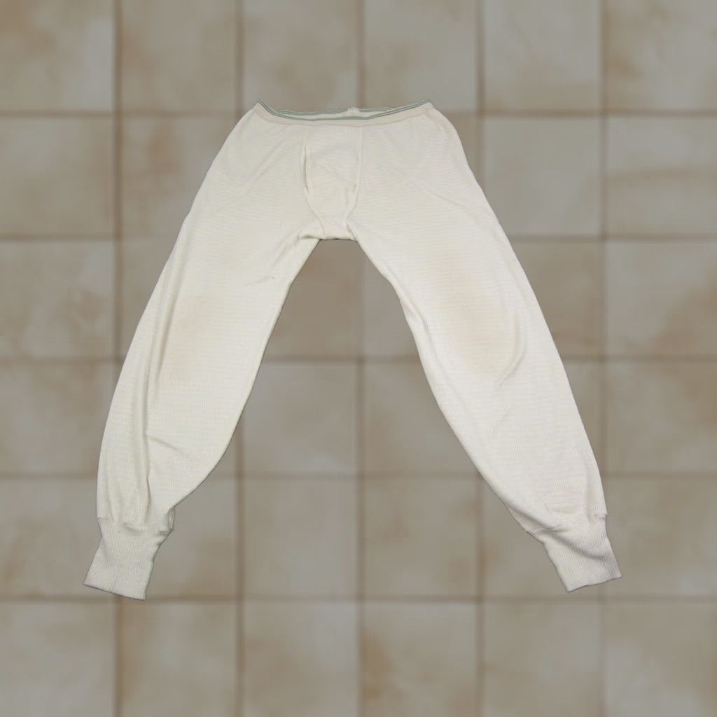 Hanes Vintage Hanes Pants 2XL White Thermal Waffle Knit Sweatpants Mens 80s Winter Base Layer Cotton Polyester Regular Fit Size US 39 - 1 Thumbnail