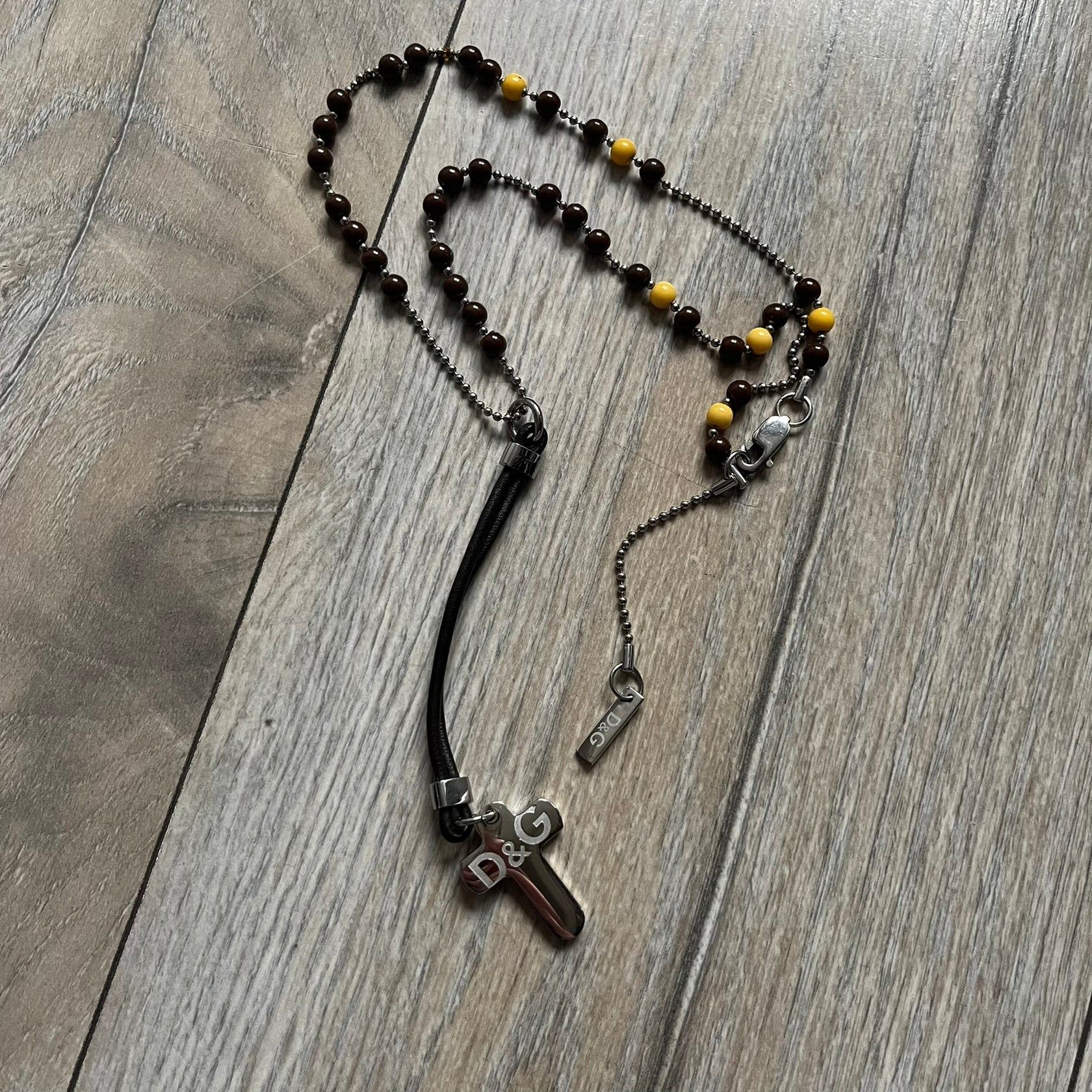 Dolce & Gabbana Pearl Brown Rosary Necklace