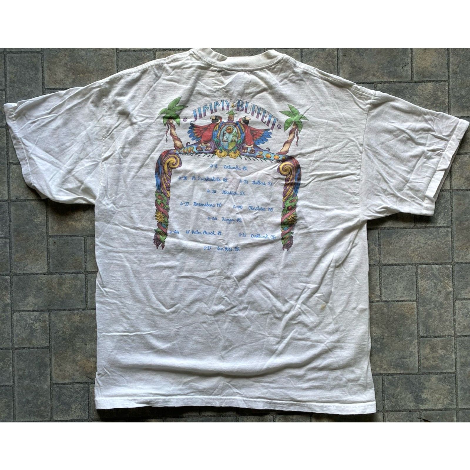 Vintage VINTAGE Jimmy Buffett Tour Shirt M&O KNITS T-Shirt Men XL White Short Sleeve Size US XL / EU 56 / 4 - 2 Thumbnail