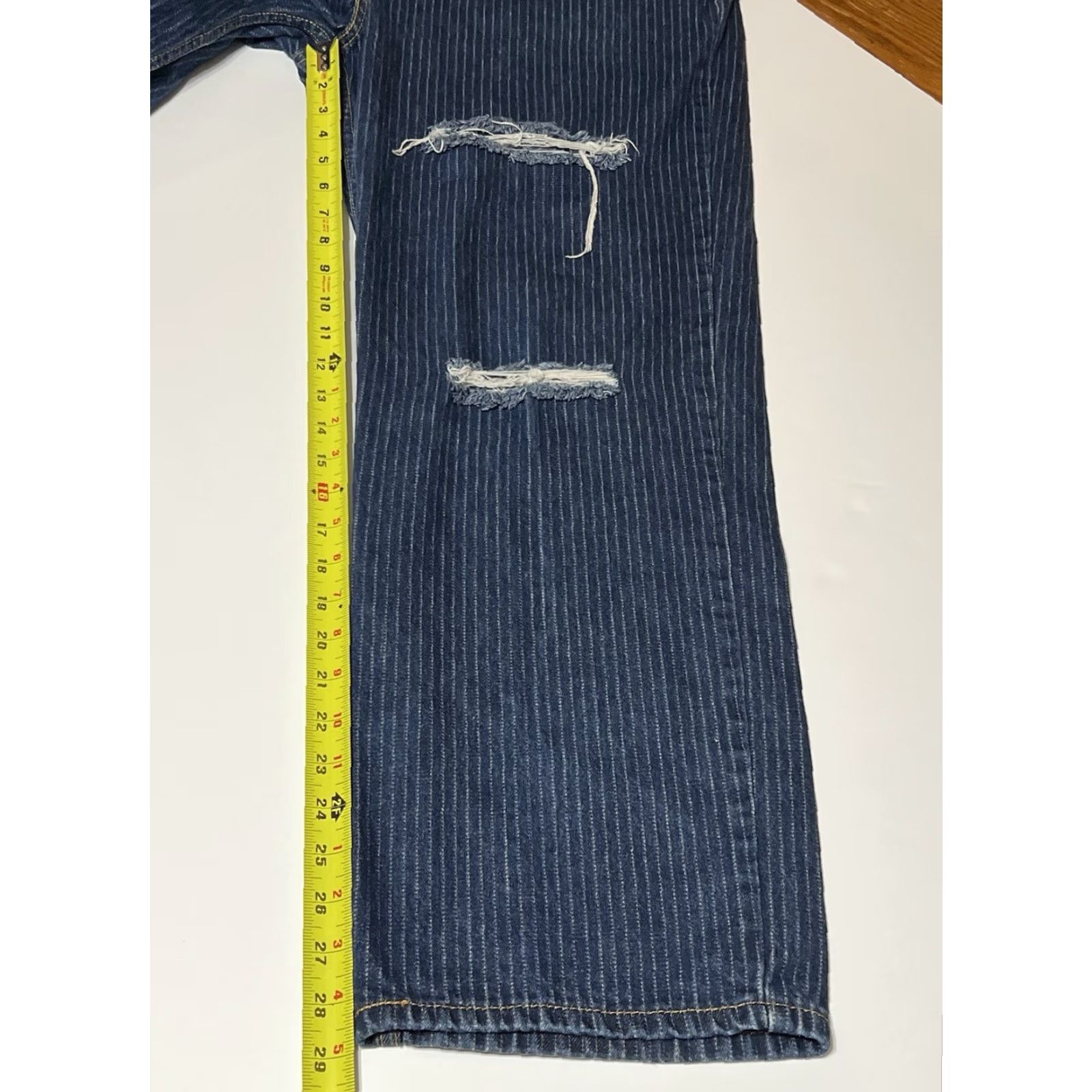 Levi's Levi's Jeans Pinstriped Low Pro Relaxed Straight Leg Womens 35x29 Denim Blue 5-Pocket Closure Button Zip Jeans Size 24" / US 00 / IT 34 - 5 Thumbnail