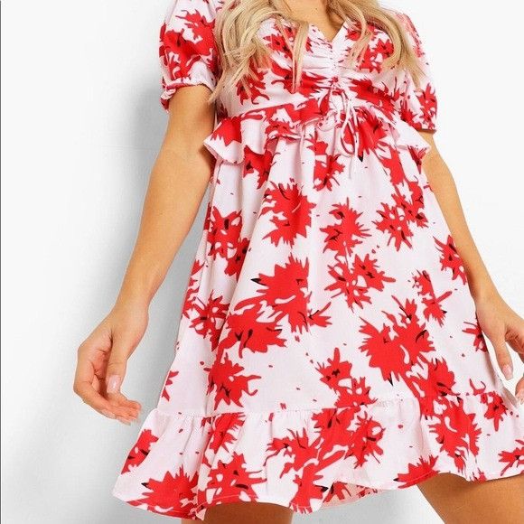 Boohoo NWT NEW Boohoo Ruched Bust Frill Mini Dress Size 4 Size S / US 4 / IT 40 - 2 Thumbnail