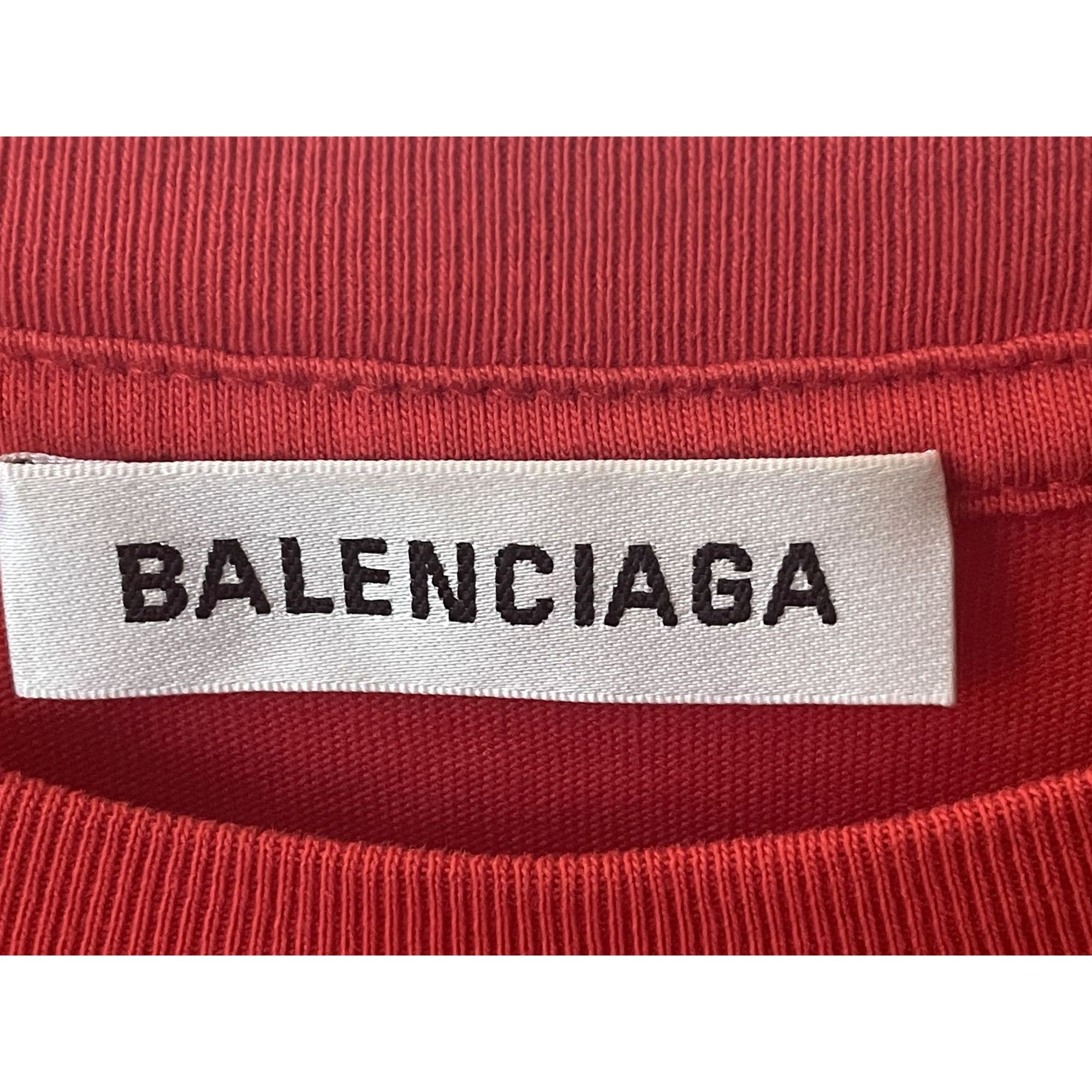 Balenciaga Balenciaga Red Logo T-Shirt XS Cotton Crewneck Short Sleeve Size XS / US 0-2 / IT 36-38 - 5 Thumbnail