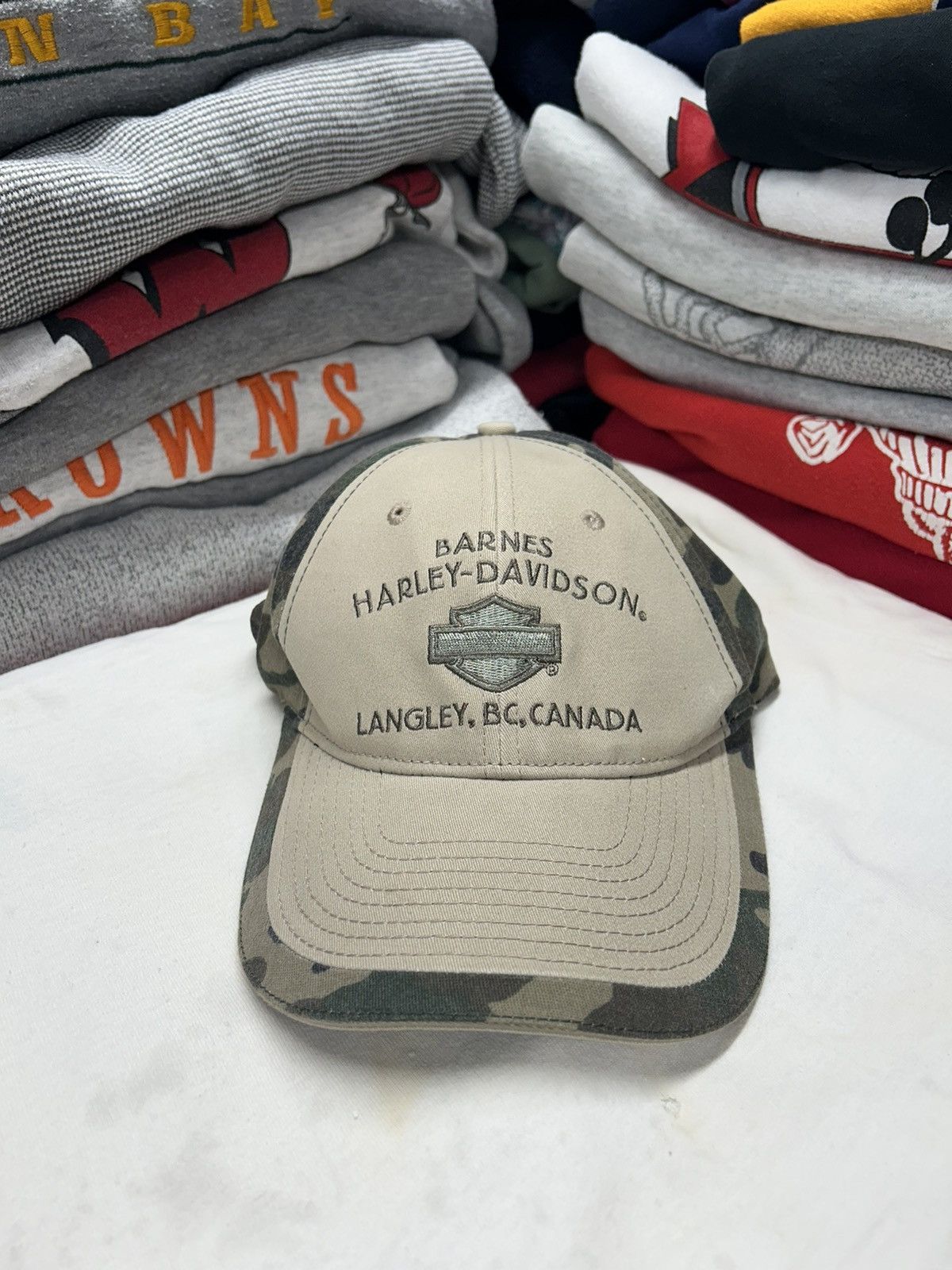 Harley Davidson × Vintage Crazy Vintage Y2K 90s Biker Grunge Camo Harley Davidson Hat Size ONE SIZE - 1 Thumbnail