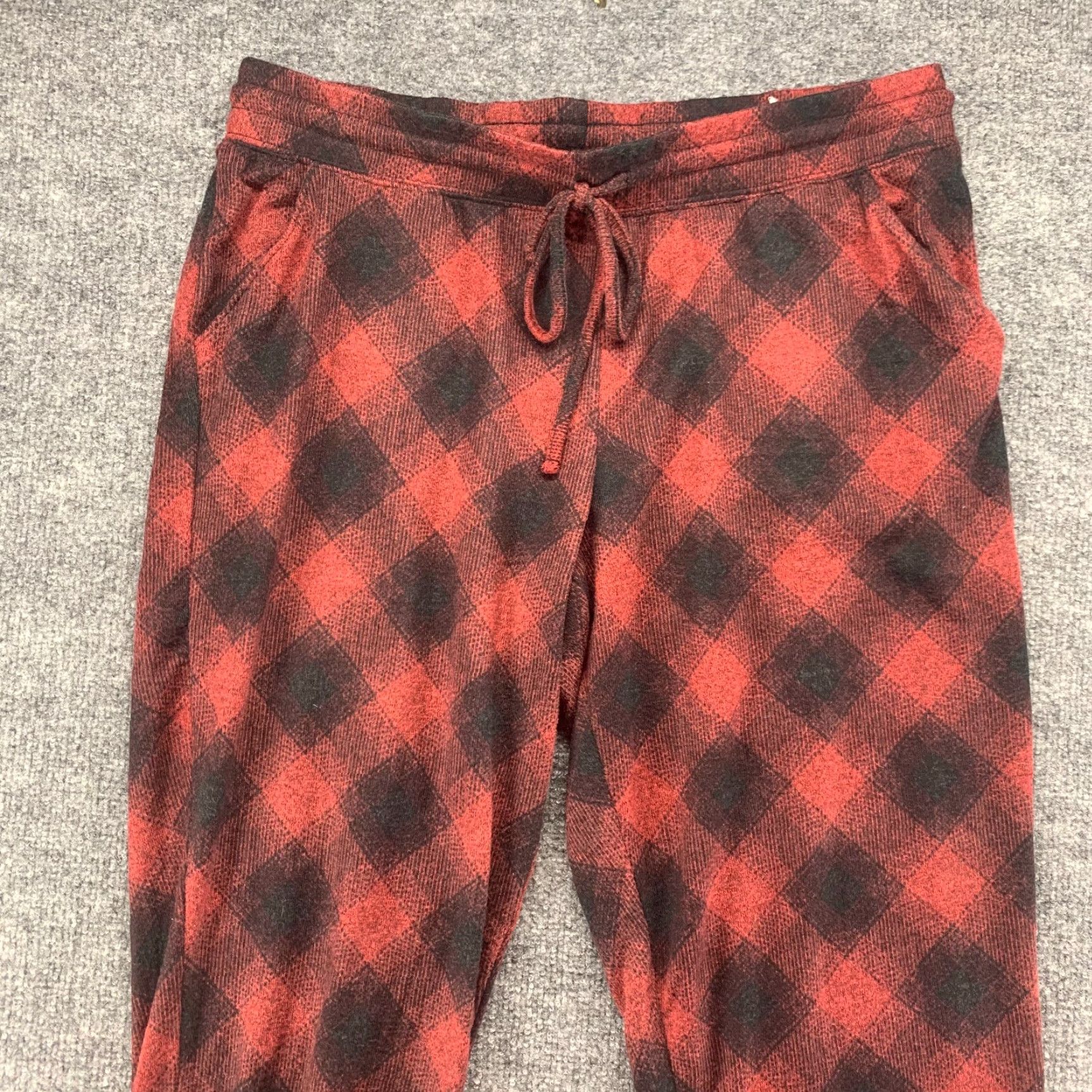 Vintage Maurices Pants Womens Large Red Plaid Jogger Stretch Pullon Drawstring Pocket 34 Size 36" / US 14 / IT 50 - 3 Thumbnail
