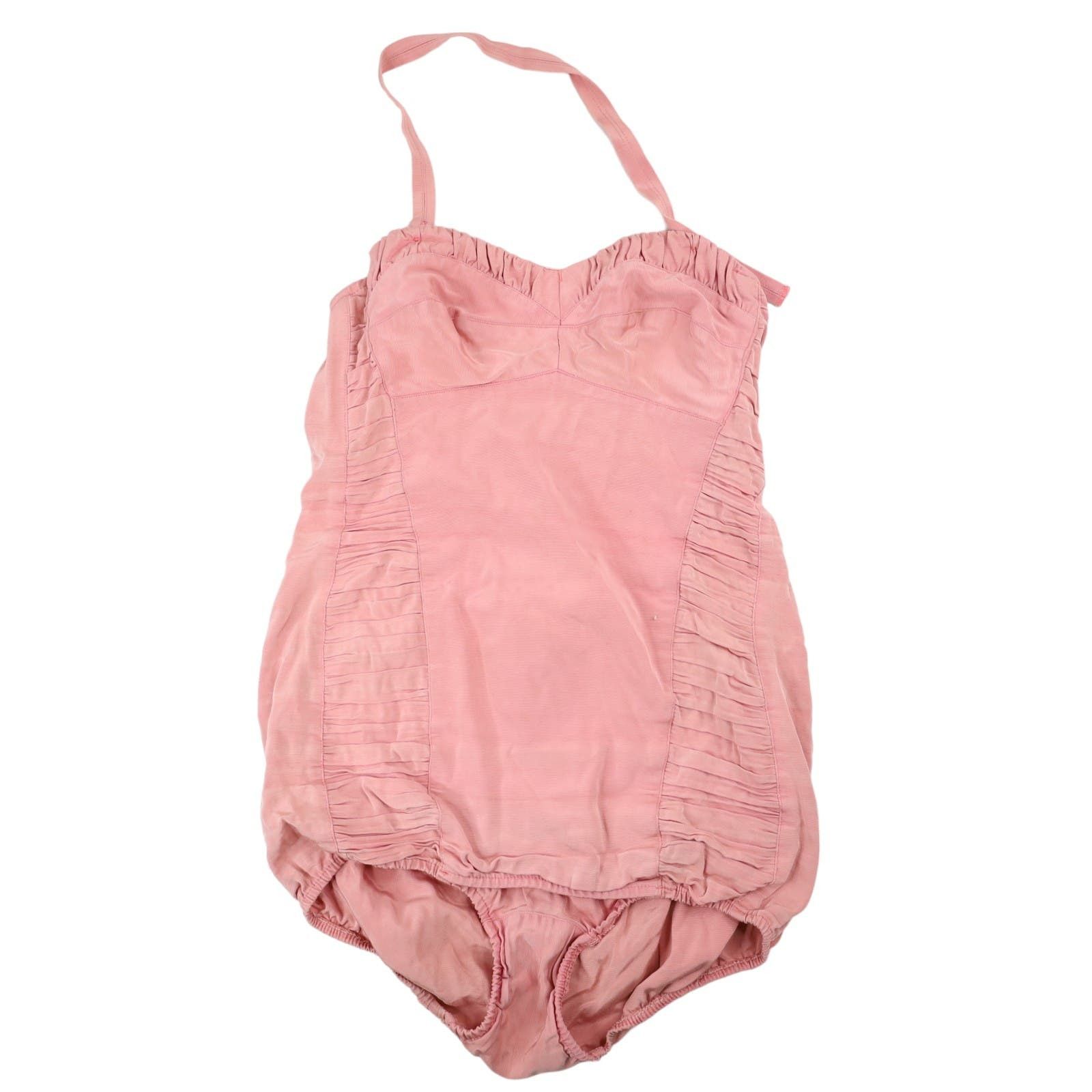 image of Vintage 1940S/50S Womens One Piece Swim Suit in Pink (Size Large)