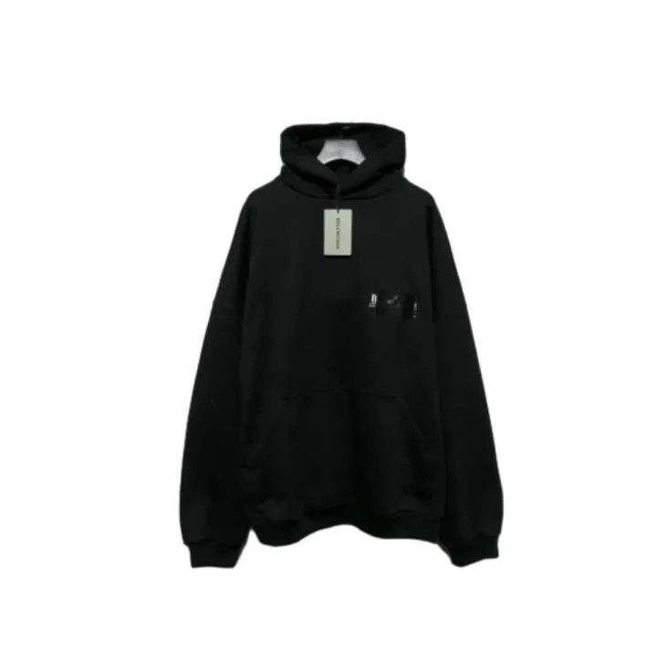 Balenciaga Balenciaga Tape Logo Black Hoodie 0079 Size US M / EU 48-50 / 2 - 1 Thumbnail