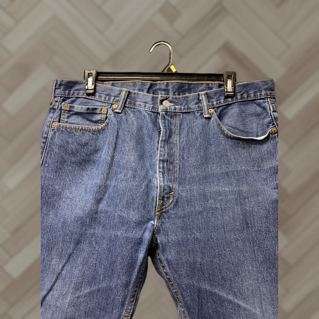 Levi's Levi's 505 Men's Regular Straight Jeans 40x30 Dark Wash Blue Denim Zip Closure 5-Pocket Logo Regular Rise Inseam 30” Mens Size US 40 / EU 56 - 1 Thumbnail