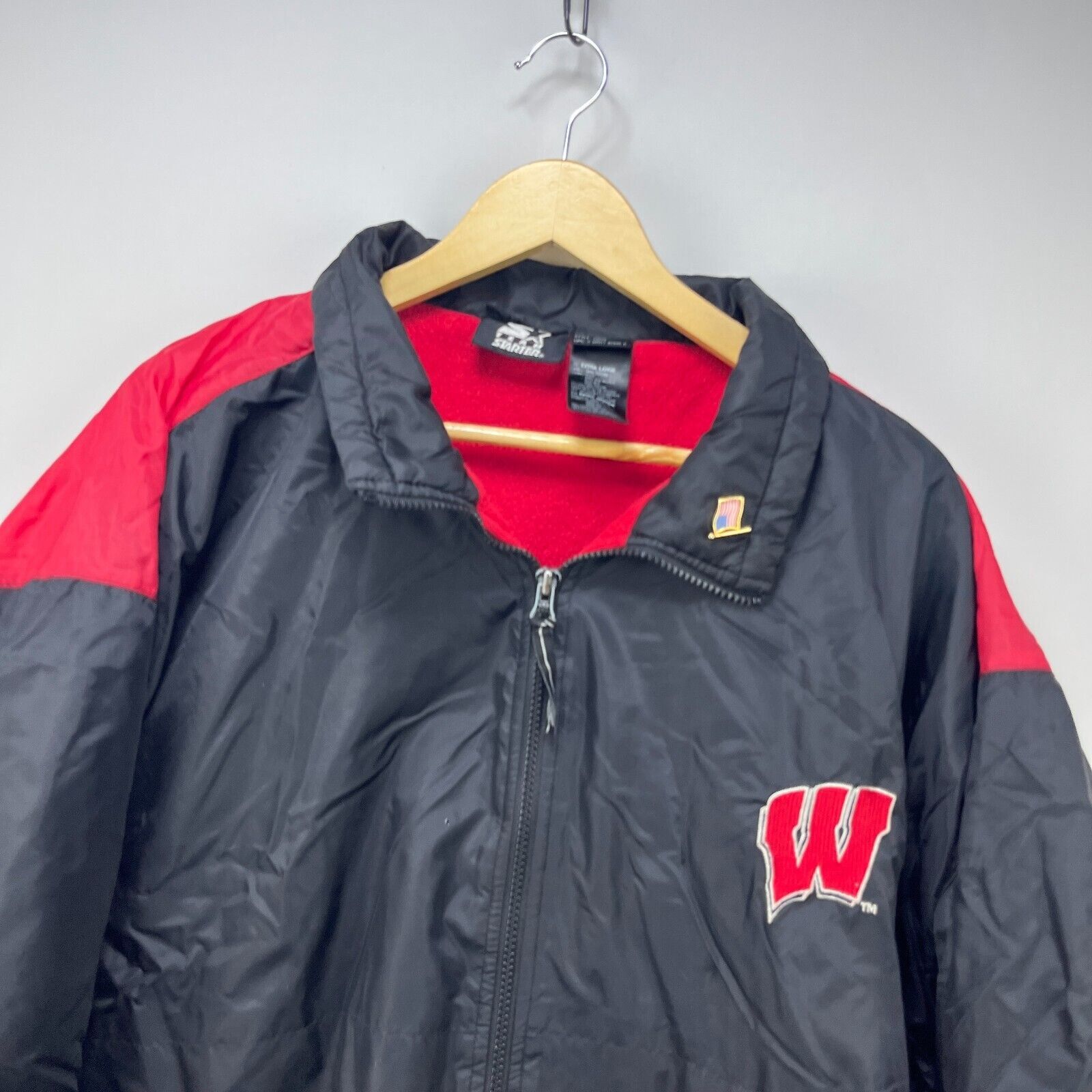 Starter × Vintage Vintage 90s Starter Wisconsin Badgers Fleece Lined Jacket XL Size US XL / EU 56 / 4 - 2 Thumbnail