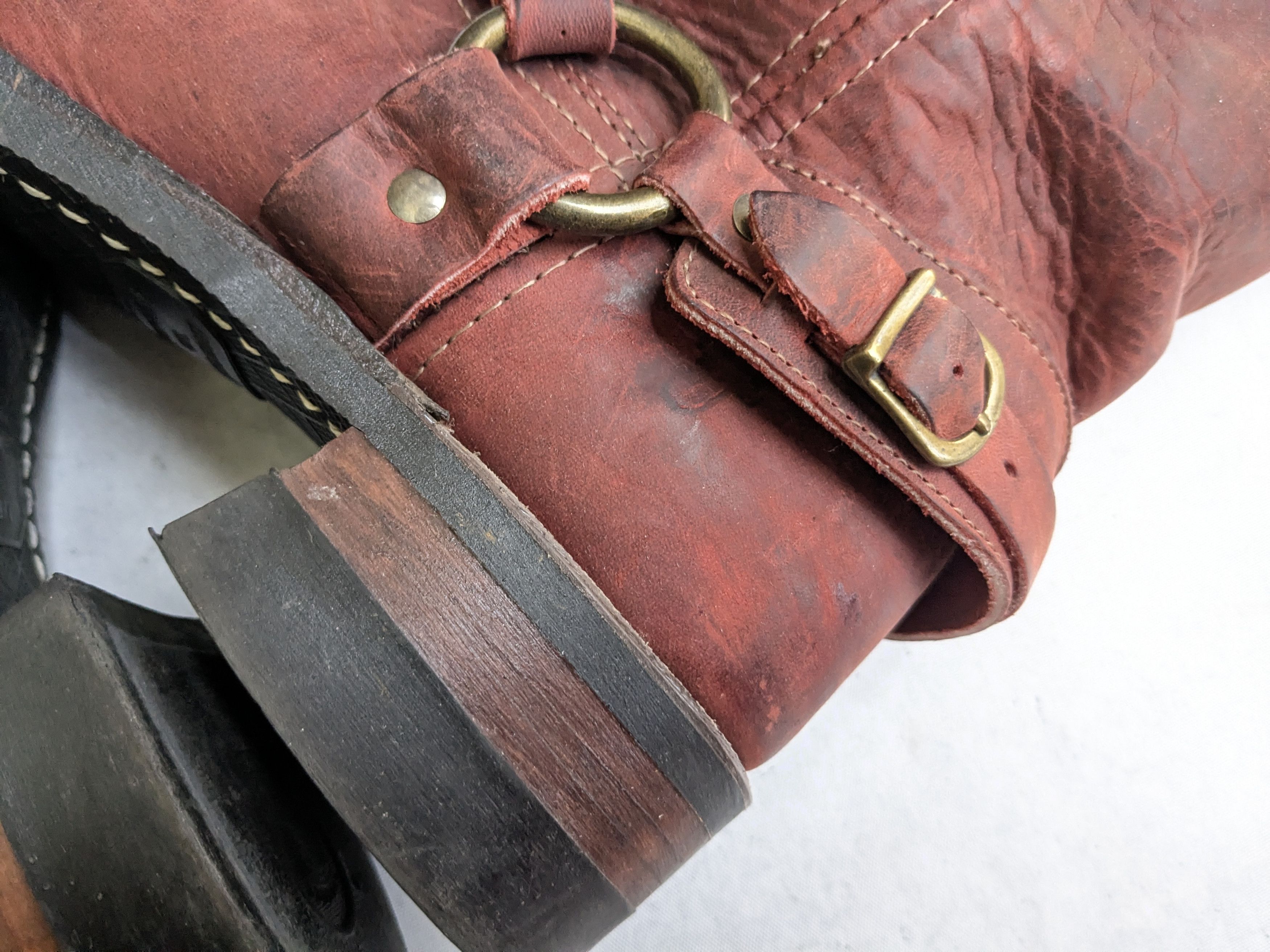 Frye Frye Harness Red Leather 7.5 Leather Buckle Punk Size US 7.5 / EU 40-41 - 8 Thumbnail