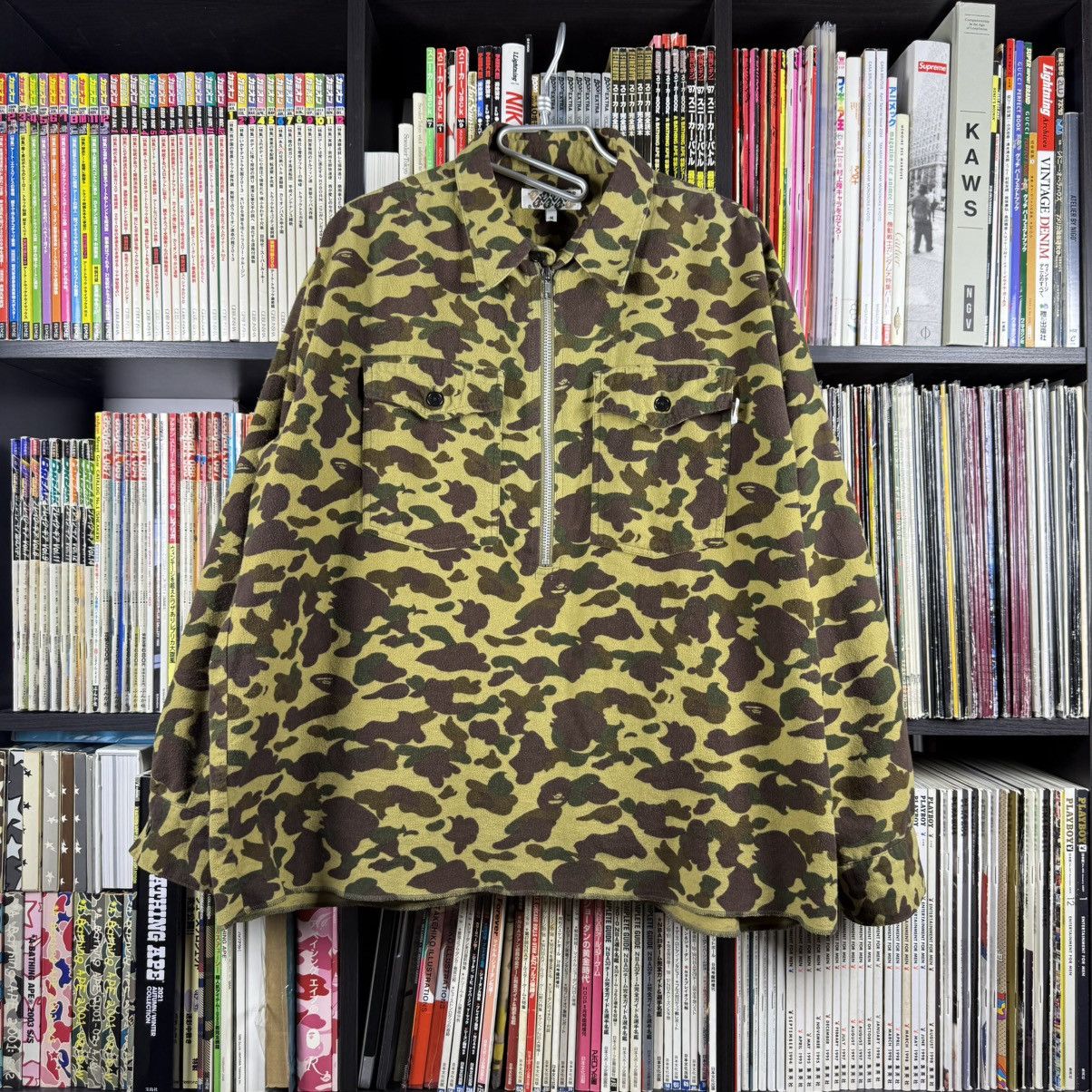 A BATHING APE CAMO BAPE HALF ZIP SHIRT