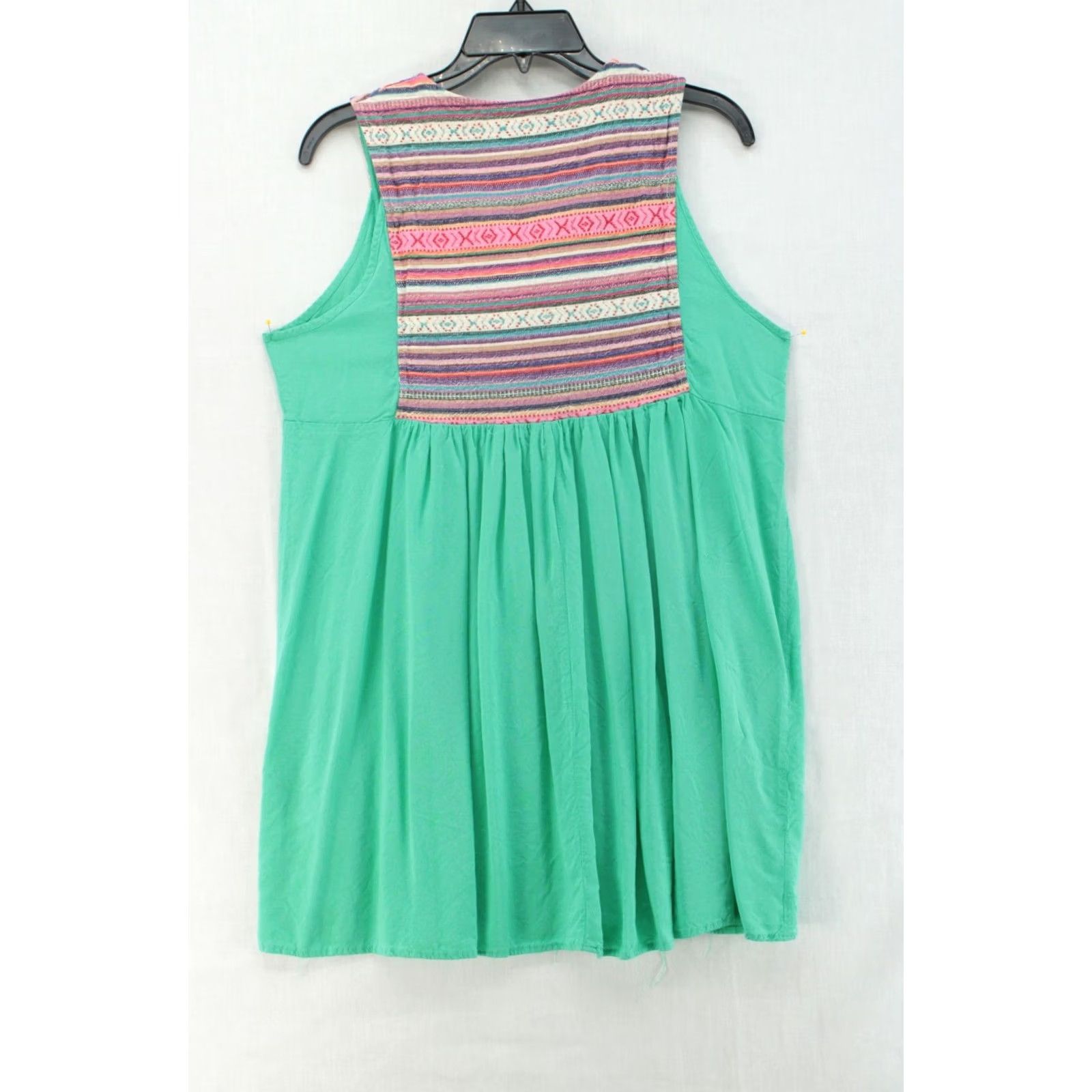 Vintage UMGEE Tunic Tank Top Womens XL Green Sleeveless Boho tribal print Tassel Peasant Cotton Polyester Shirt Tank Size XL / US 12-14 / IT 48-50 - 6 Thumbnail