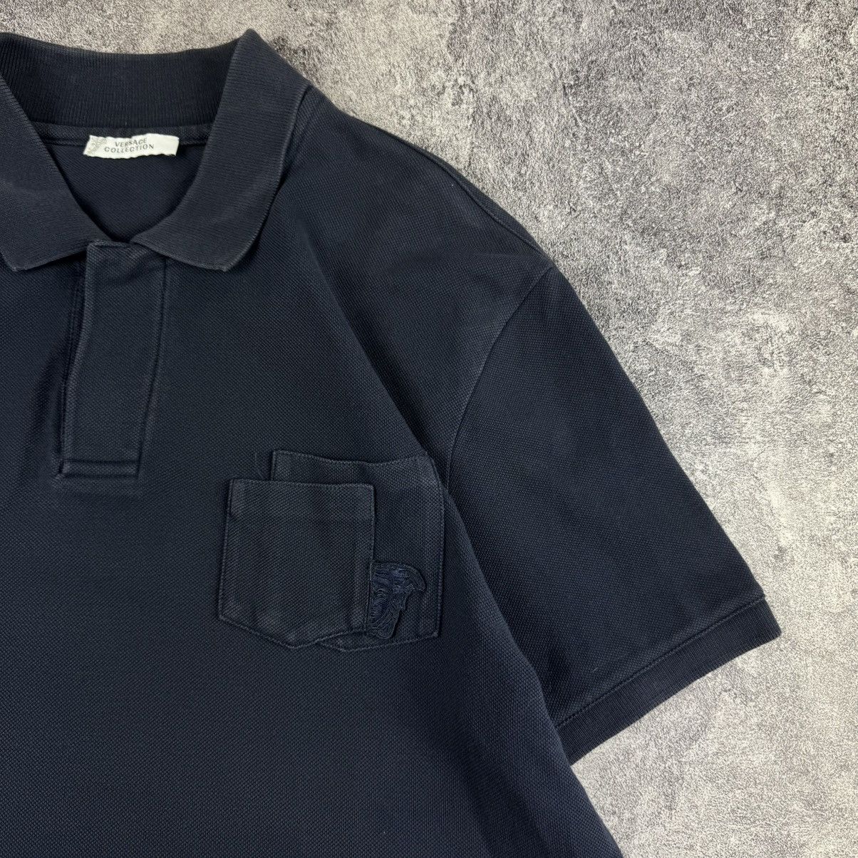 Versace Versace Collection Navy Pocket Polo / Tonal Medusa Logo Size US L / EU 52-54 / 3 - 2 Thumbnail